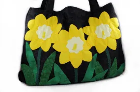 Daffodil Applique Denim Shoulder Handbag