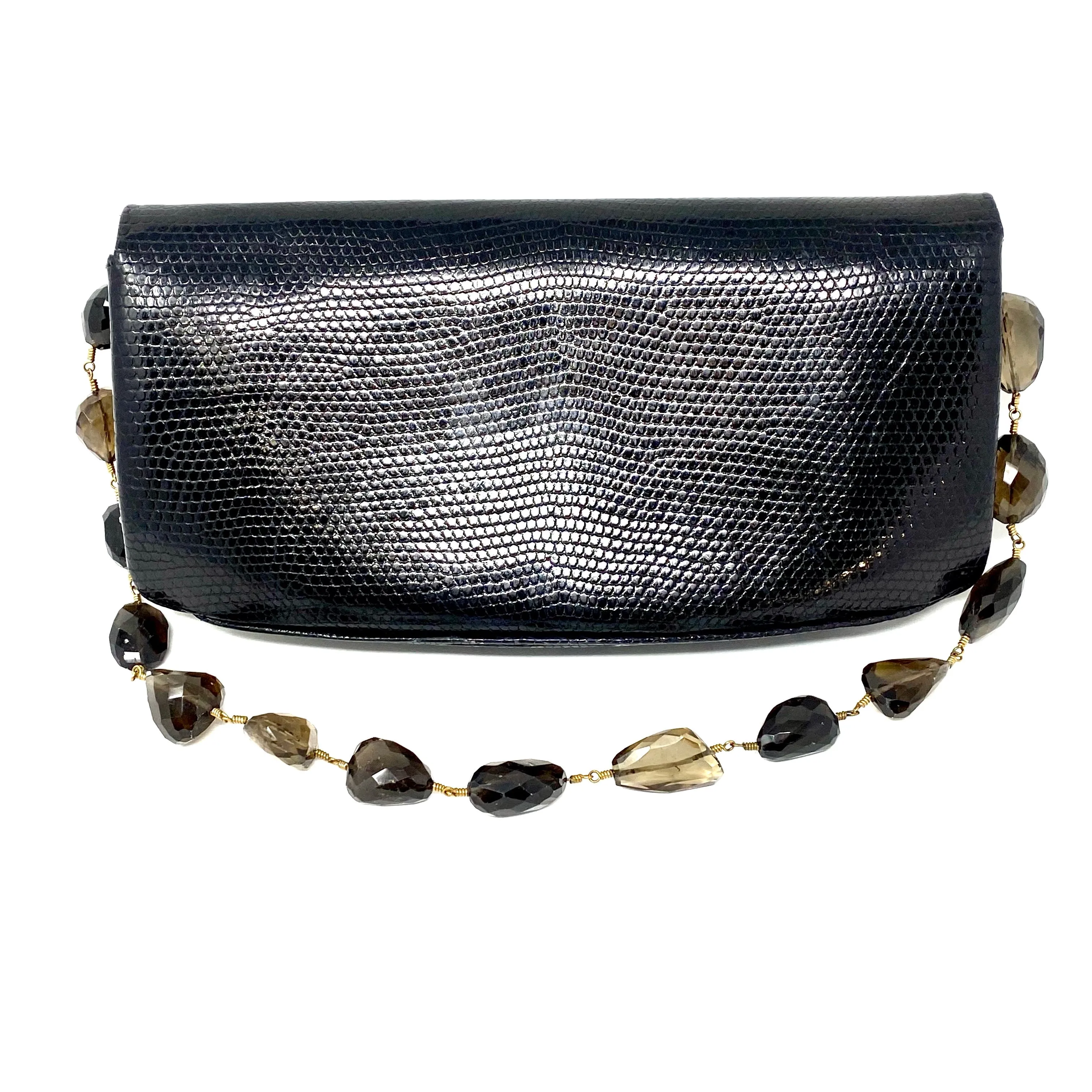 Darby Scott Handbag in Black Lizard and Smoky Quartz