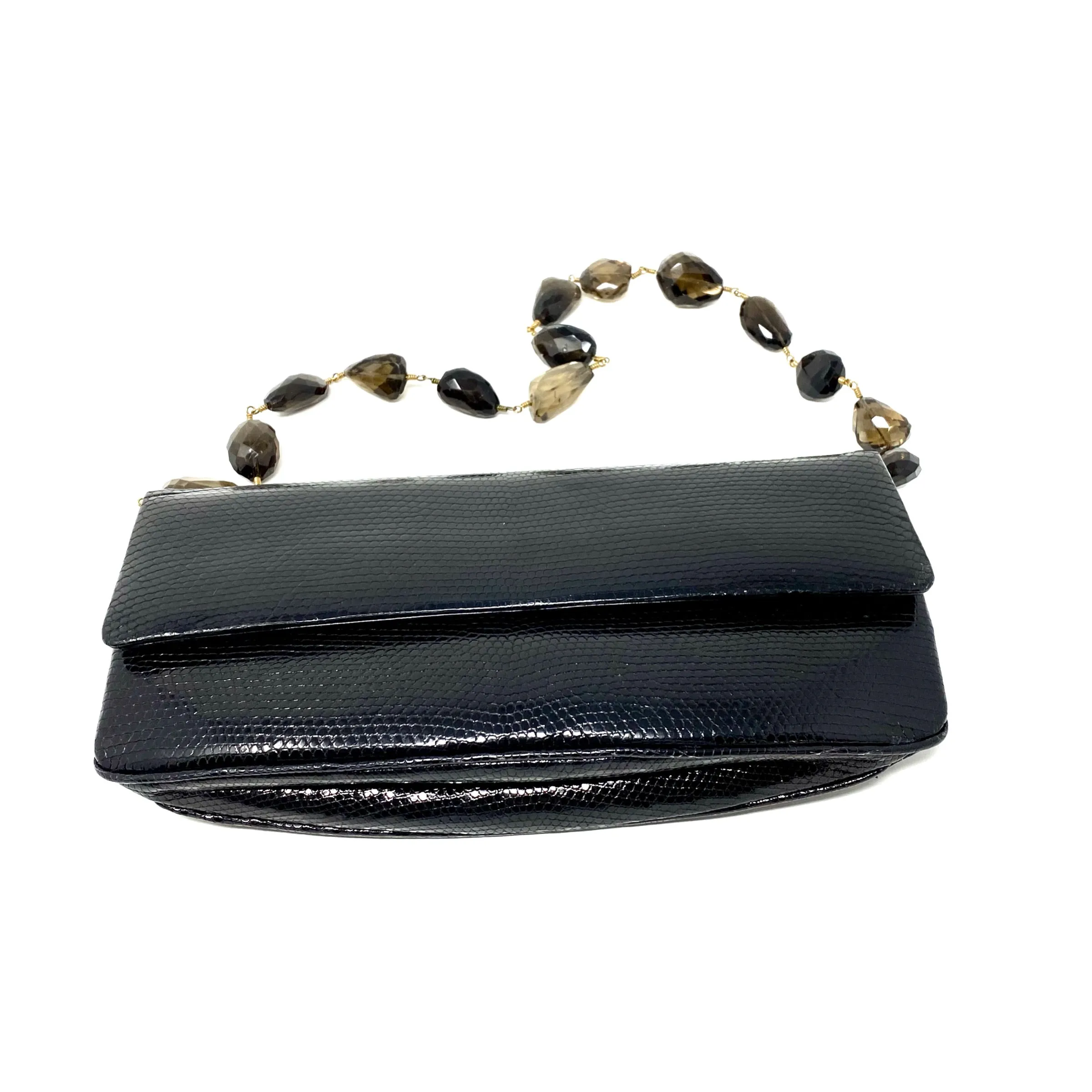 Darby Scott Handbag in Black Lizard and Smoky Quartz