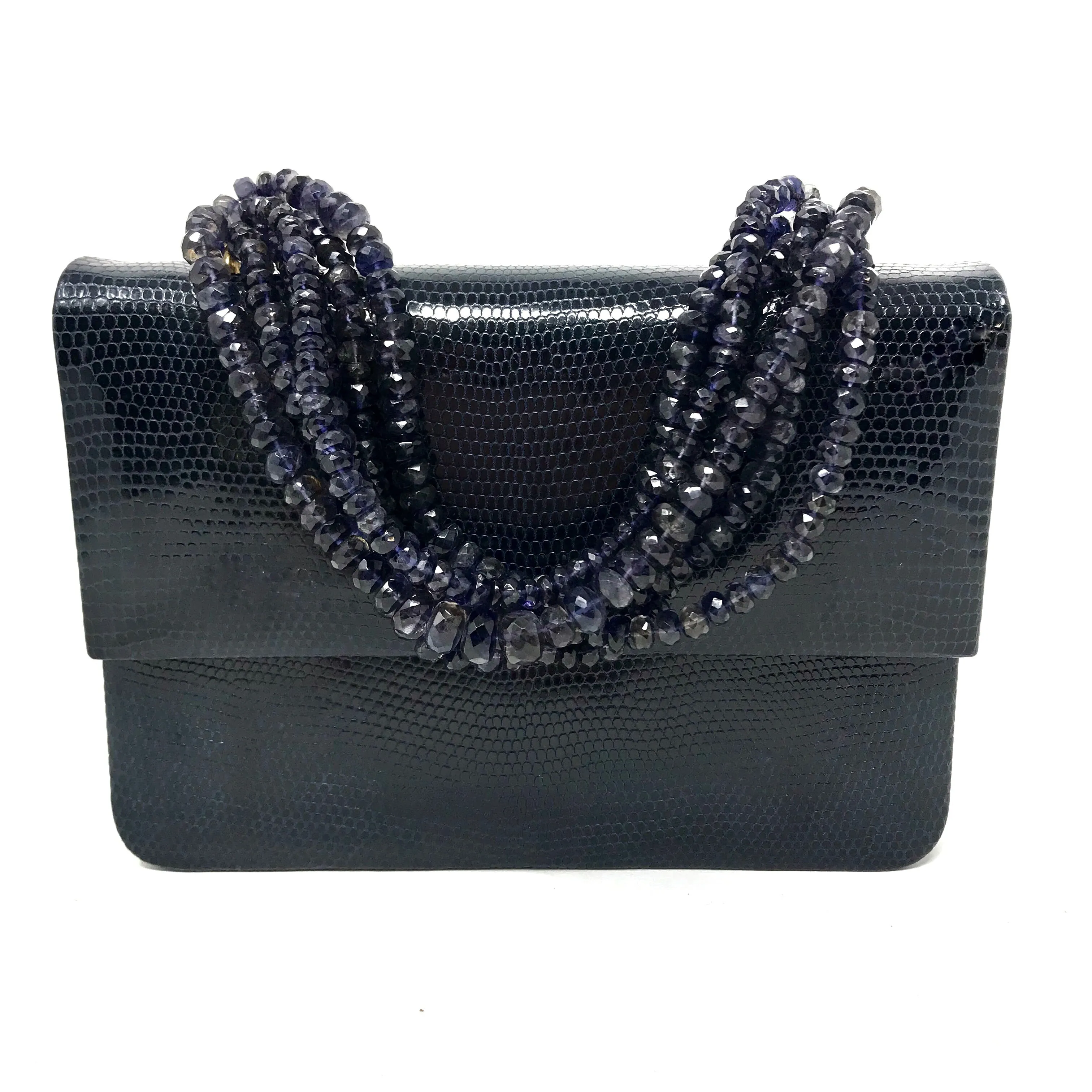 Darby Scott Mini Necklace Handbag in Navy Lizard