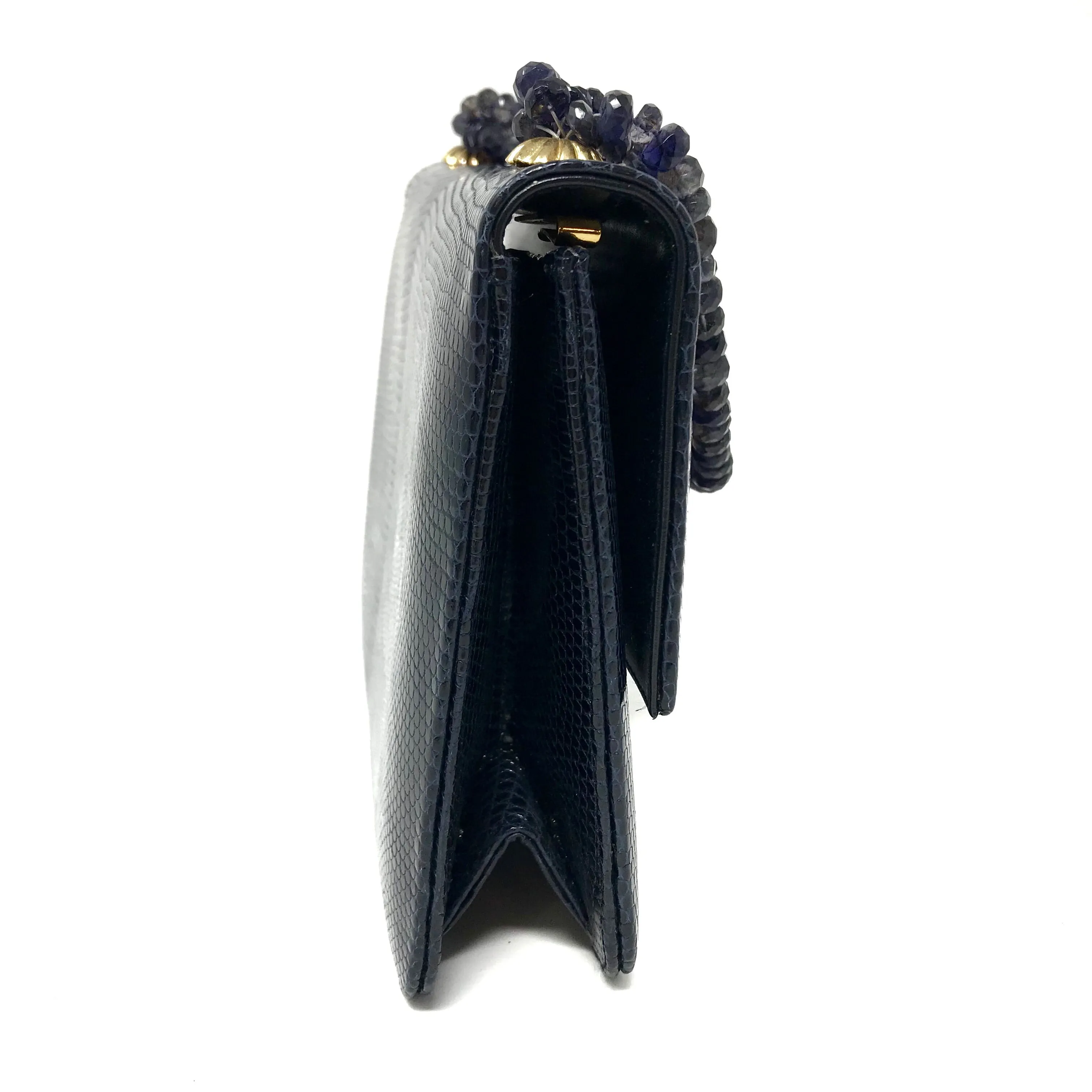 Darby Scott Mini Necklace Handbag in Navy Lizard