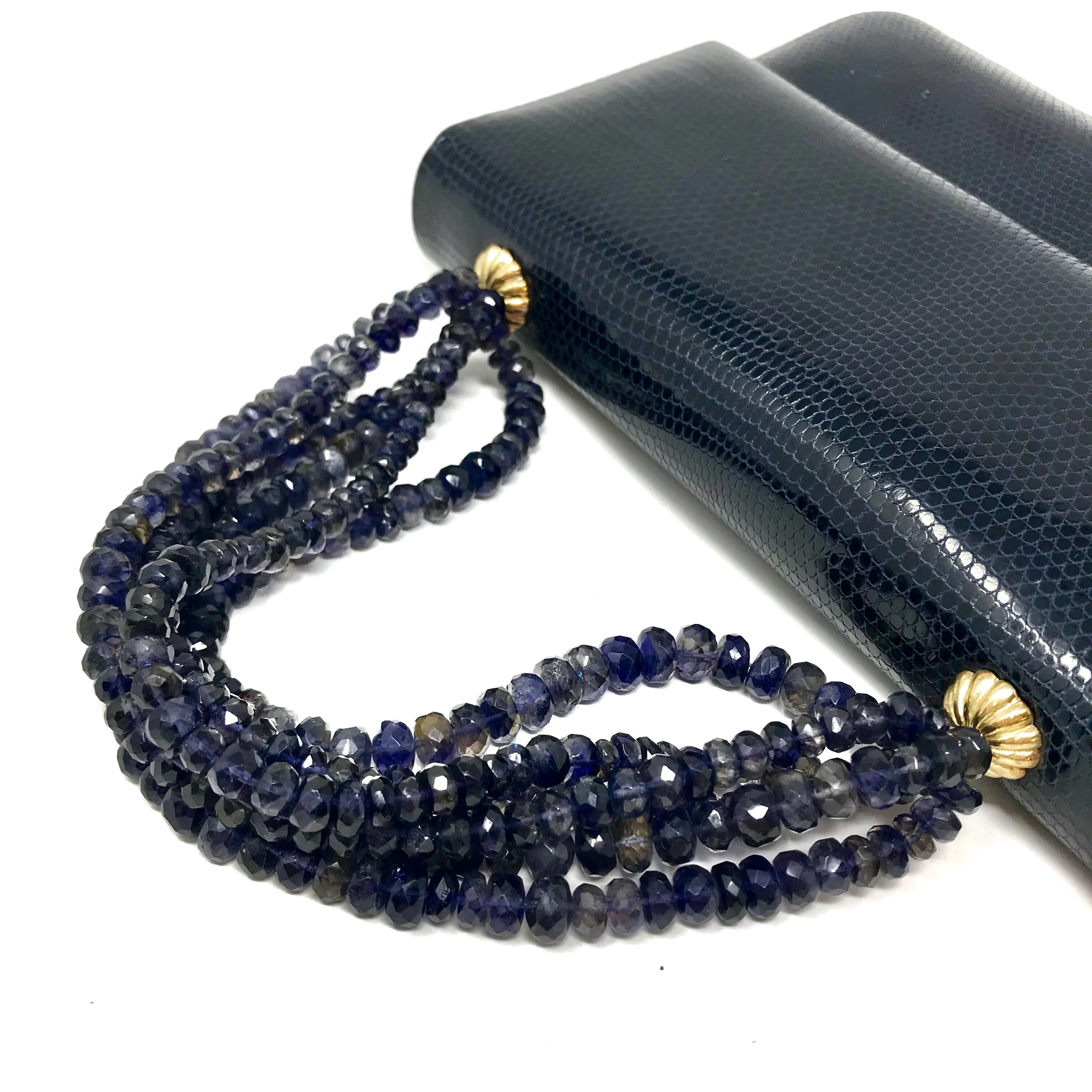 Darby Scott Mini Necklace Handbag in Navy Lizard