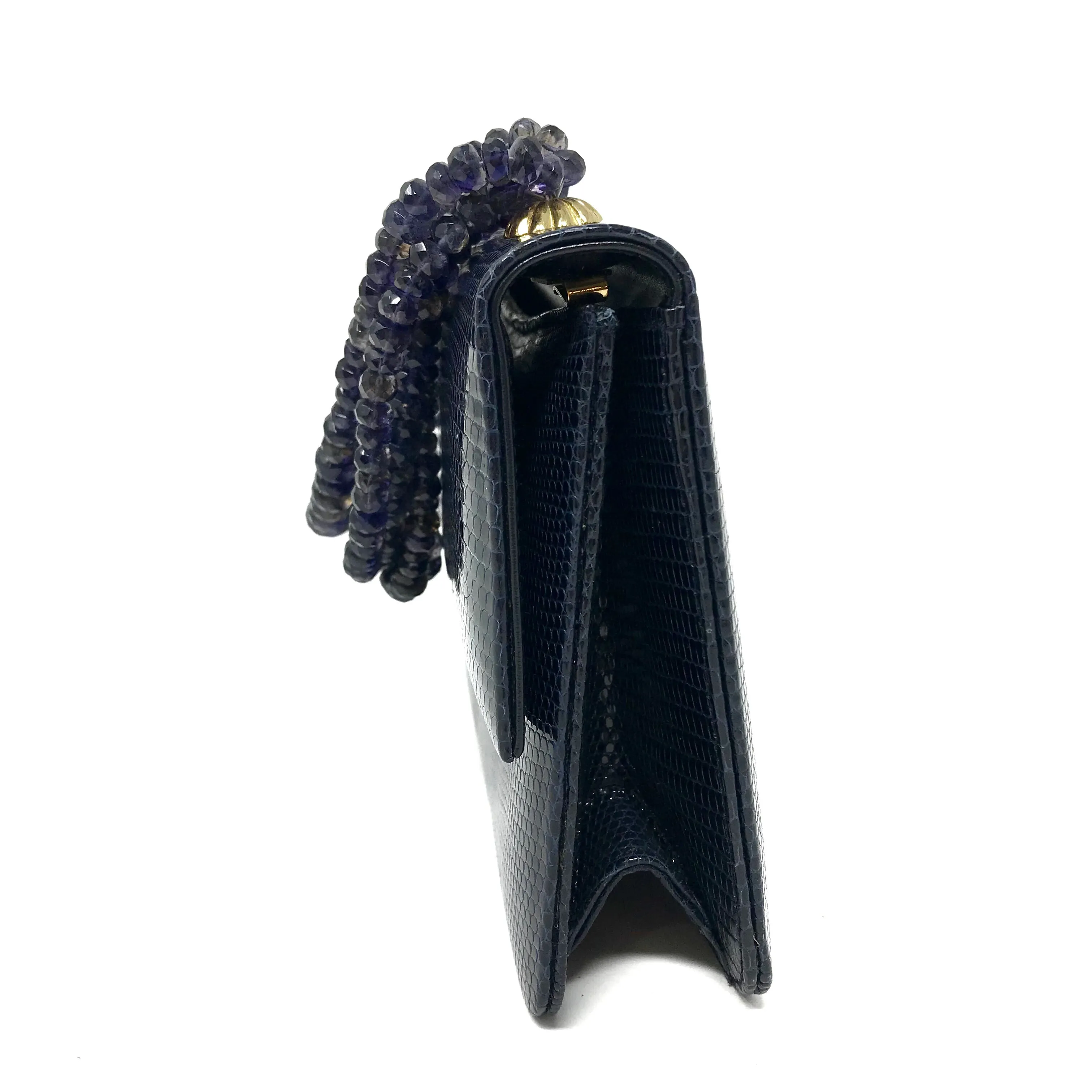 Darby Scott Mini Necklace Handbag in Navy Lizard