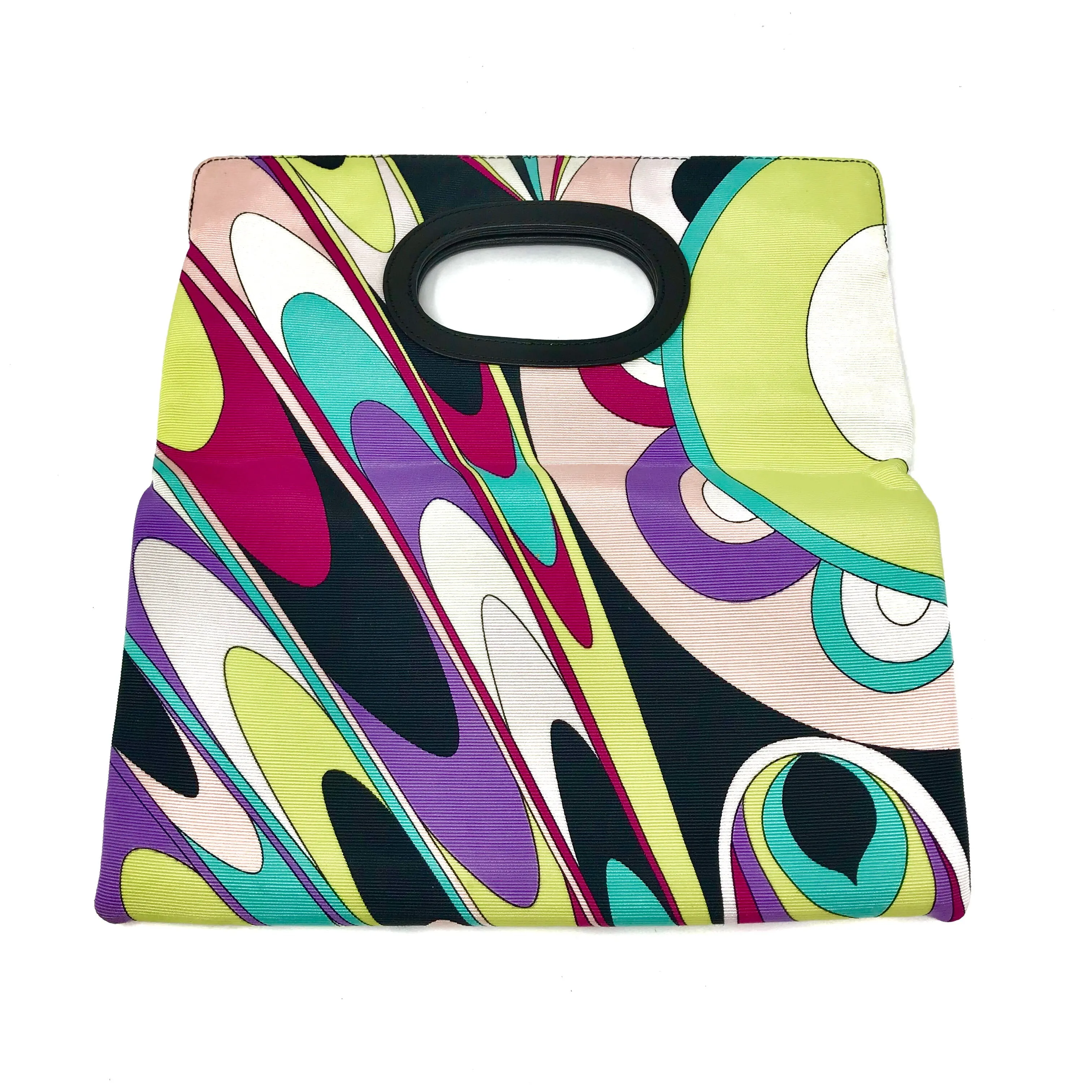 Emilio Pucci Dark Retro Print Fold-Over Flap Clutch Handbag