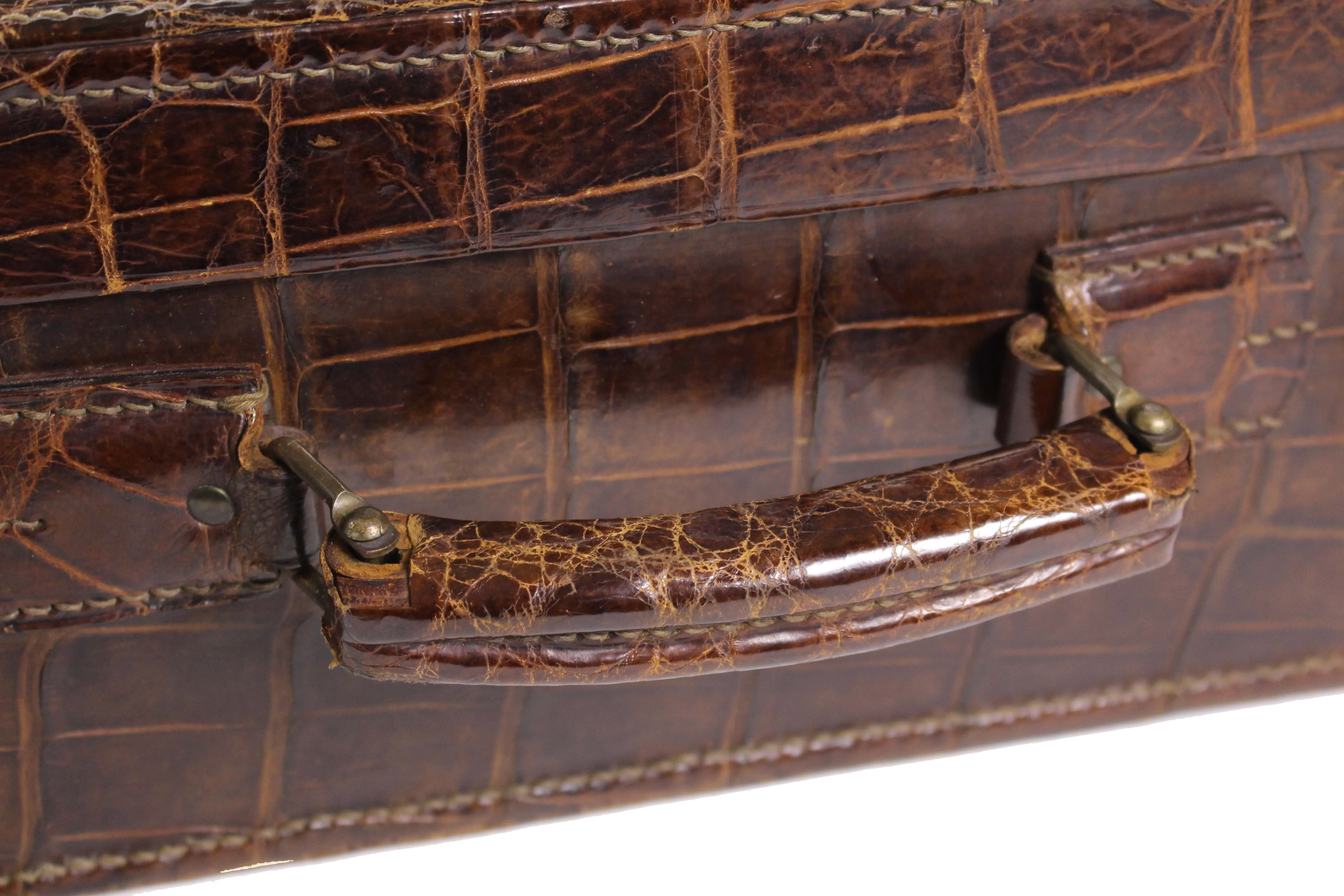 F. ROICH brown crocodile skin suitcase