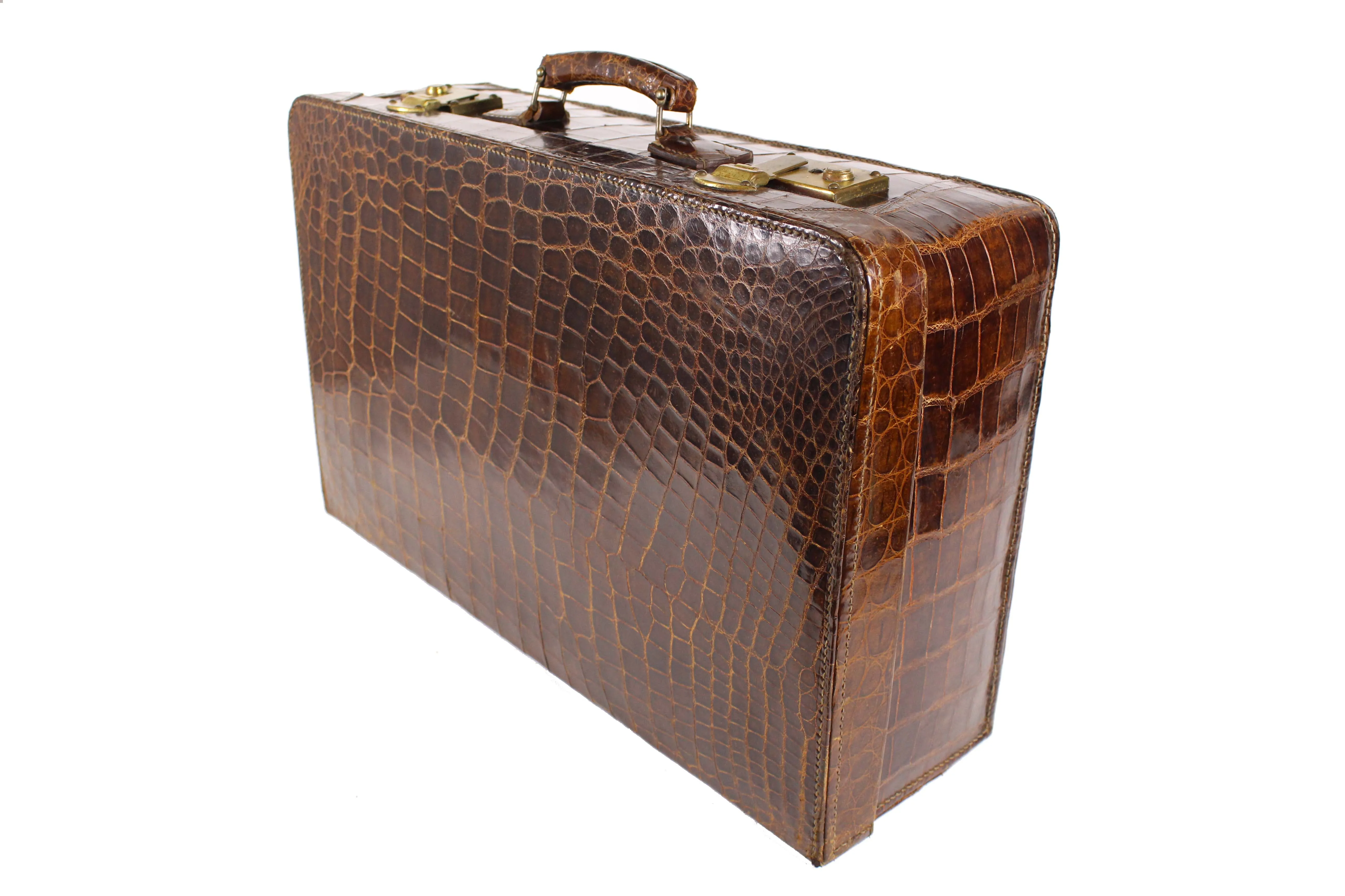 F. ROICH brown crocodile skin suitcase