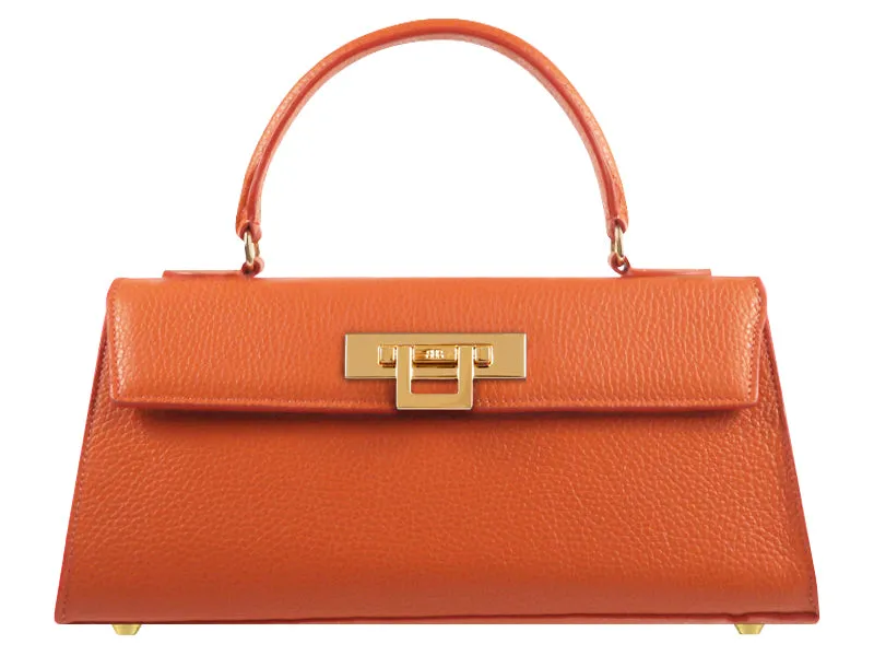 Fonteyn East West Caribou Soft Grainy Print Calf Leather Handbag - Orange