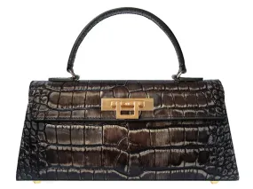 Fonteyn East West Orinoco 'Croc' Print Calf Leather Handbag - Aviator