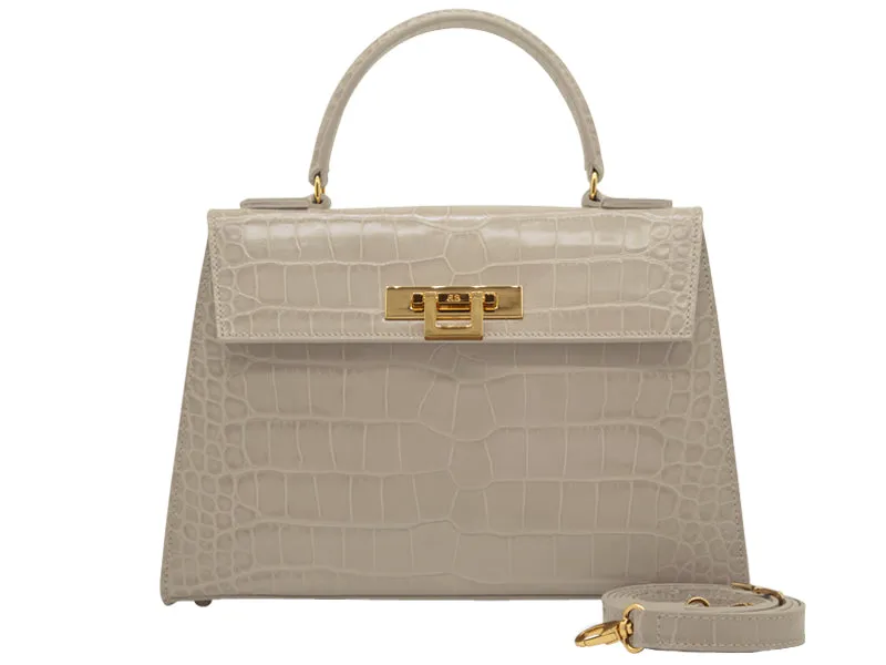 Fonteyn Large Orinoco 'Croc' Print Calf Leather Handbag - Stone