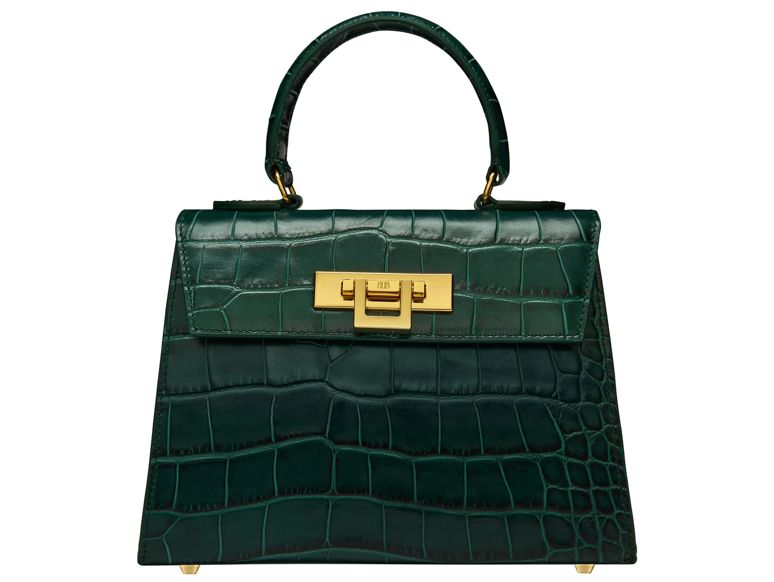 Fonteyn Midi Orinoco 'Croc' Print Calf Leather Handbag - Dark Green