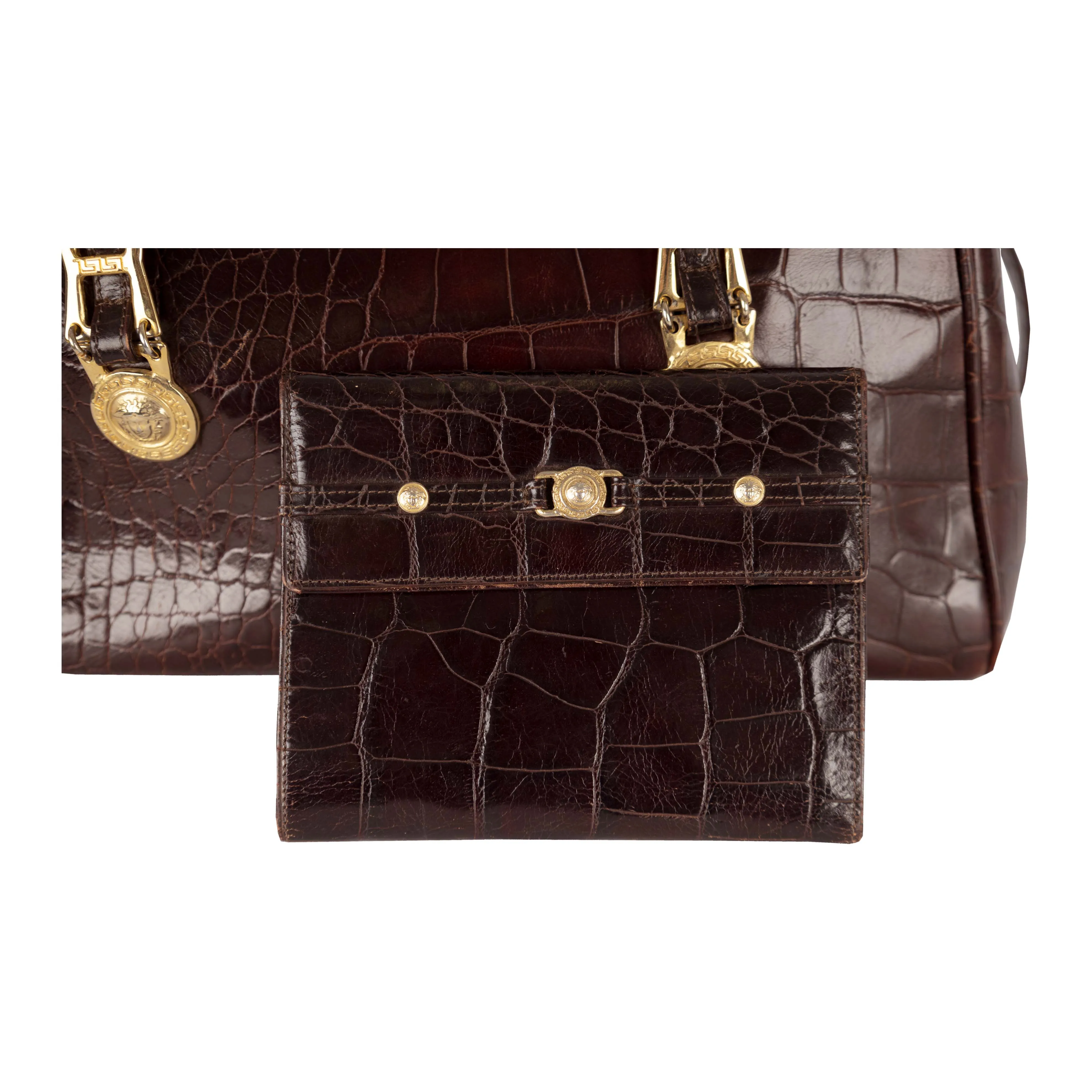 Gianni Versace Vintage Crocodile Embossed Handbag - '90s