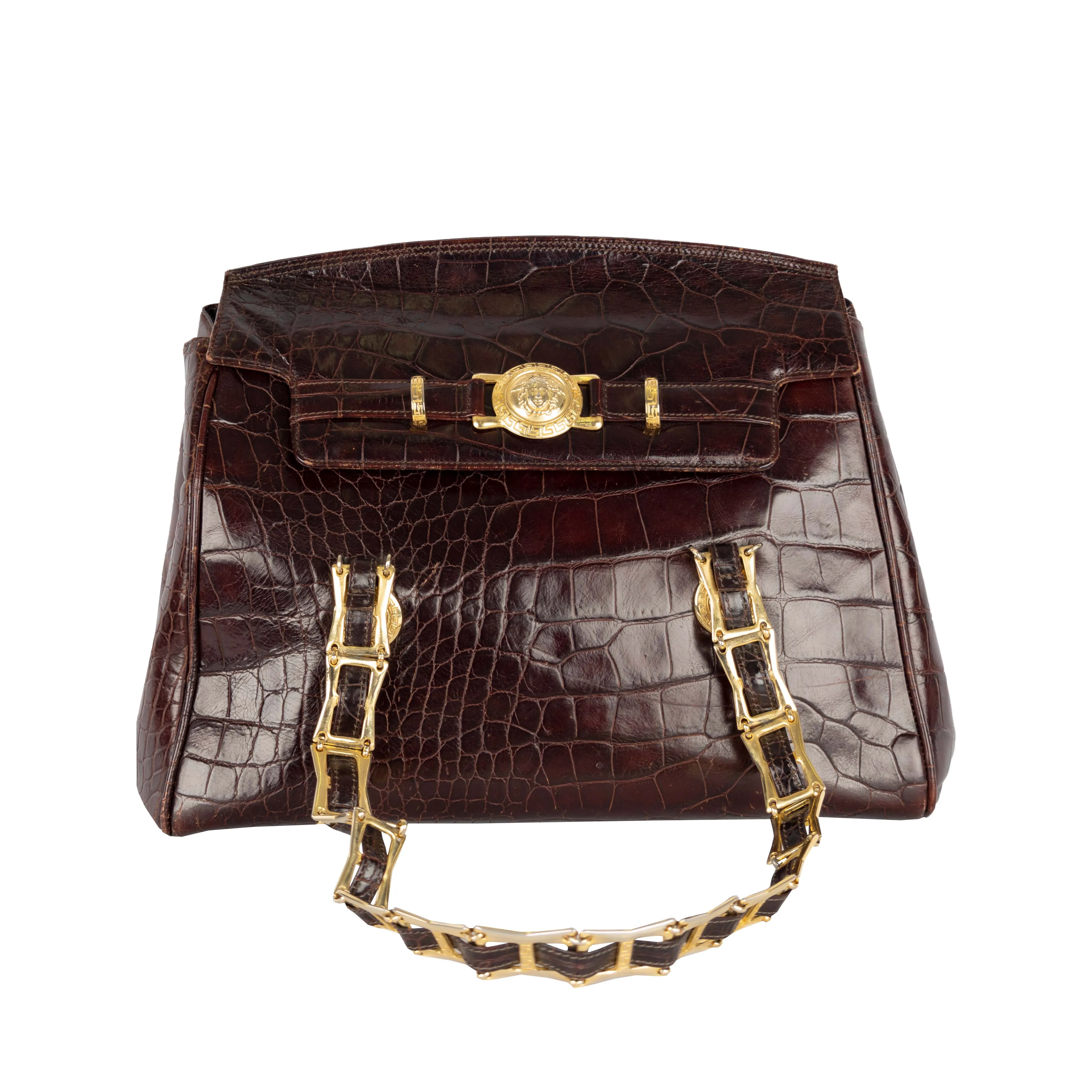 Gianni Versace Vintage Crocodile Embossed Handbag - '90s