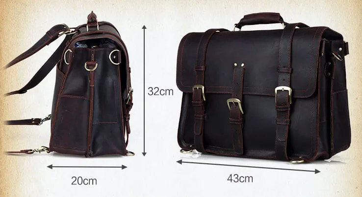 Handmade Top Grain Leather Backpack, Shoulder Bag, Crazy Horse Leather Travel Bag, Handbag CN5049