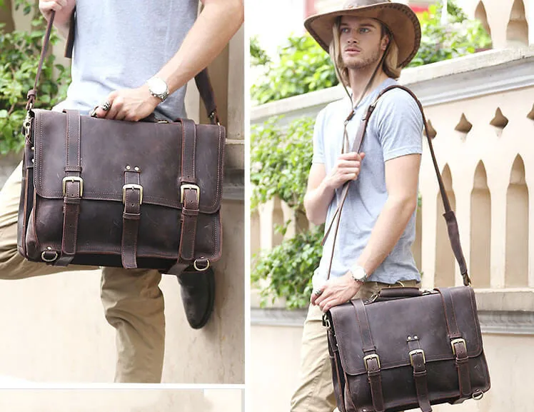 Handmade Top Grain Leather Backpack, Shoulder Bag, Crazy Horse Leather Travel Bag, Handbag CN5049