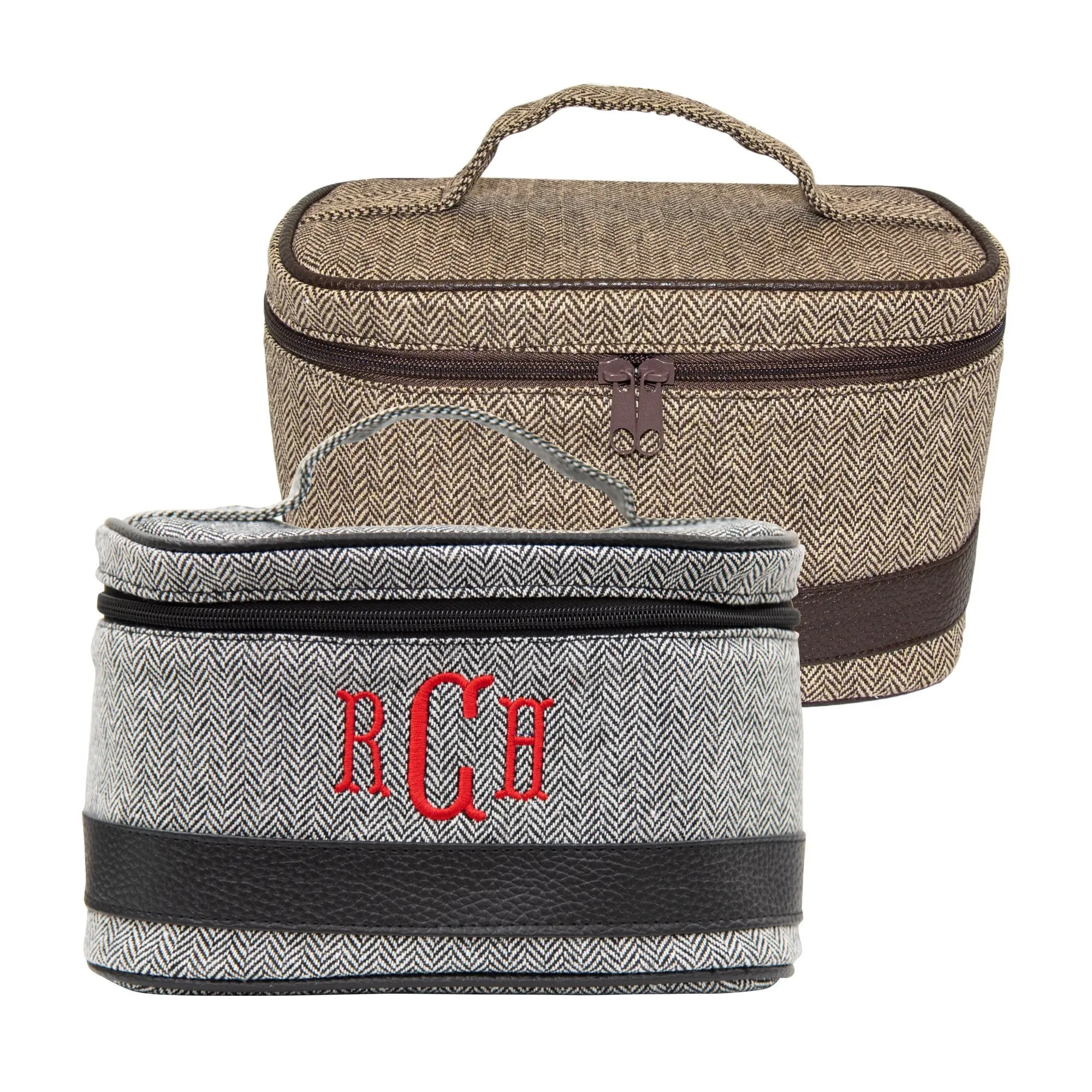 Herringbone Train Case Cosmetic Bag