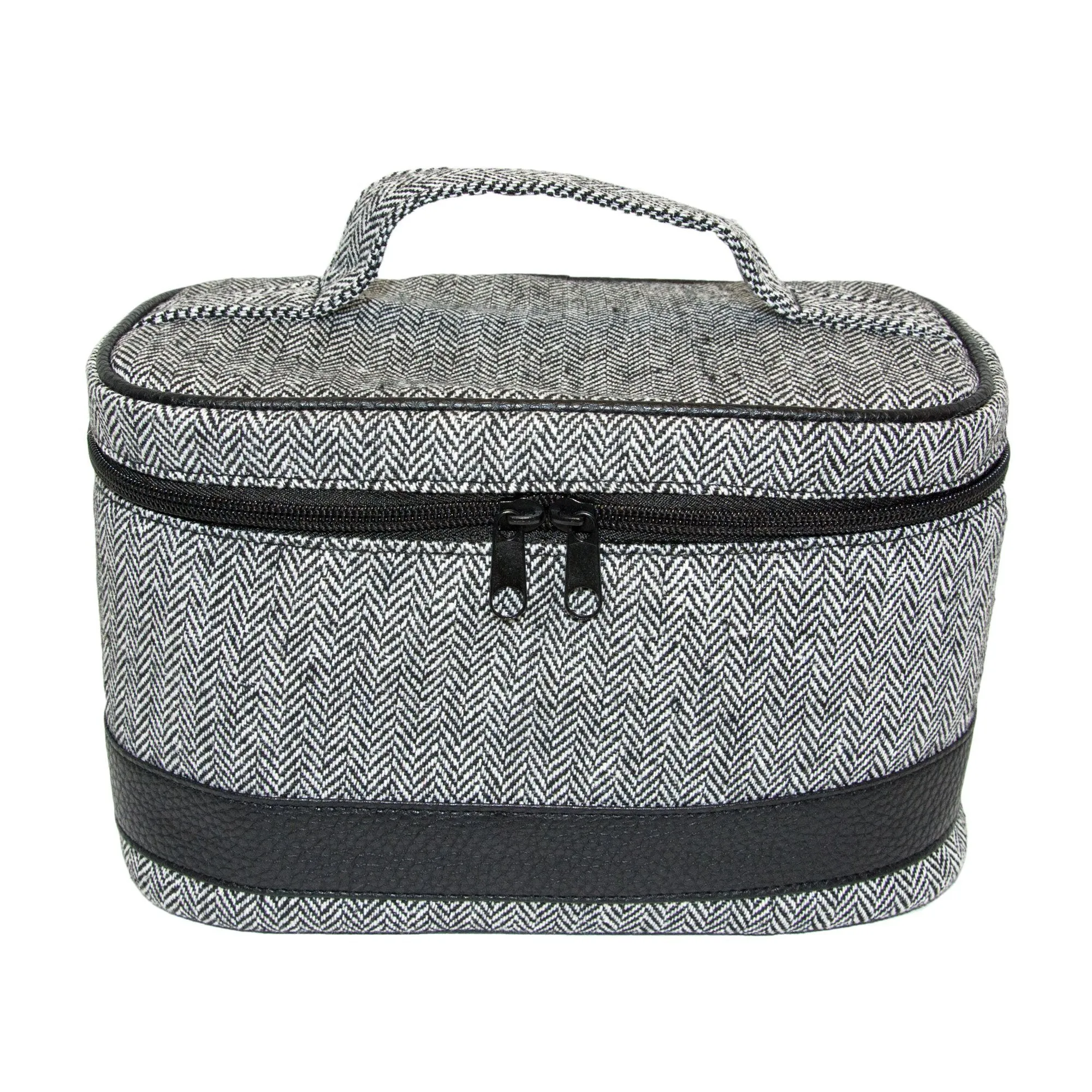 Herringbone Train Case Cosmetic Bag