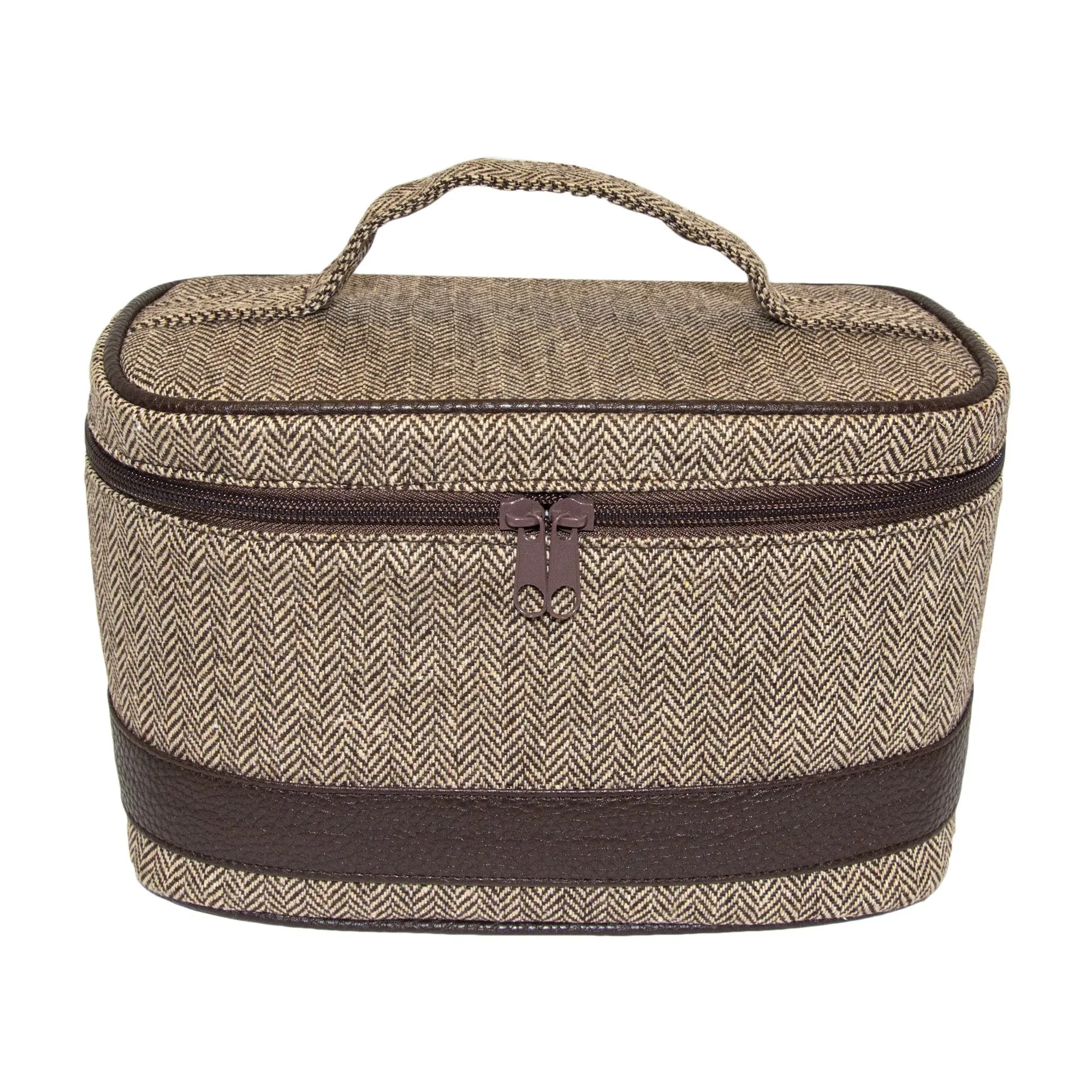 Herringbone Train Case Cosmetic Bag