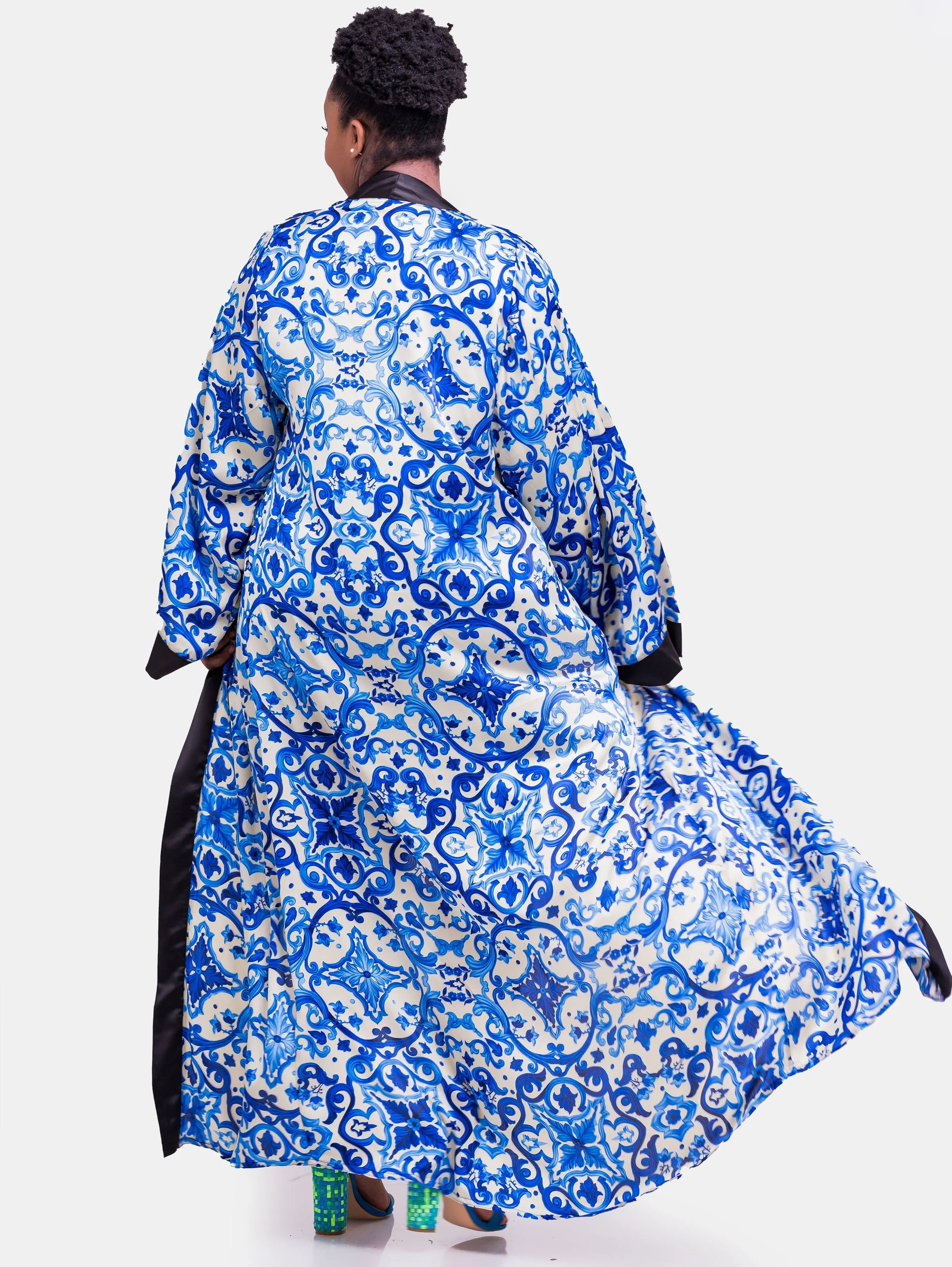 Hijabeefied Regular Travelling Kimono - Royal Blue Print