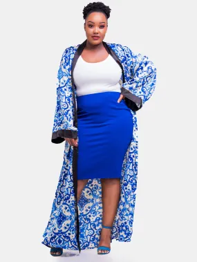 Hijabeefied Regular Travelling Kimono - Royal Blue Print