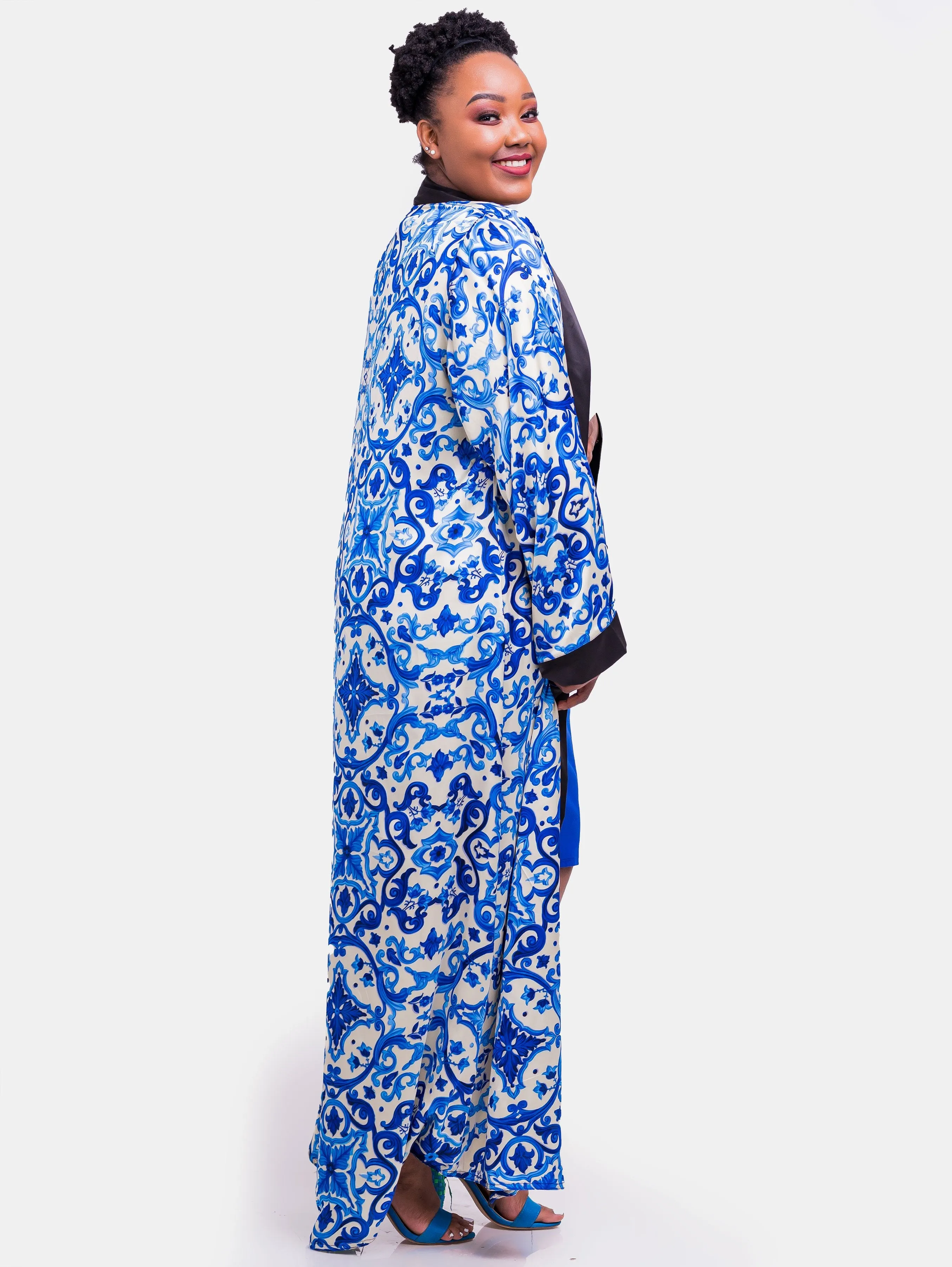 Hijabeefied Regular Travelling Kimono - Royal Blue Print