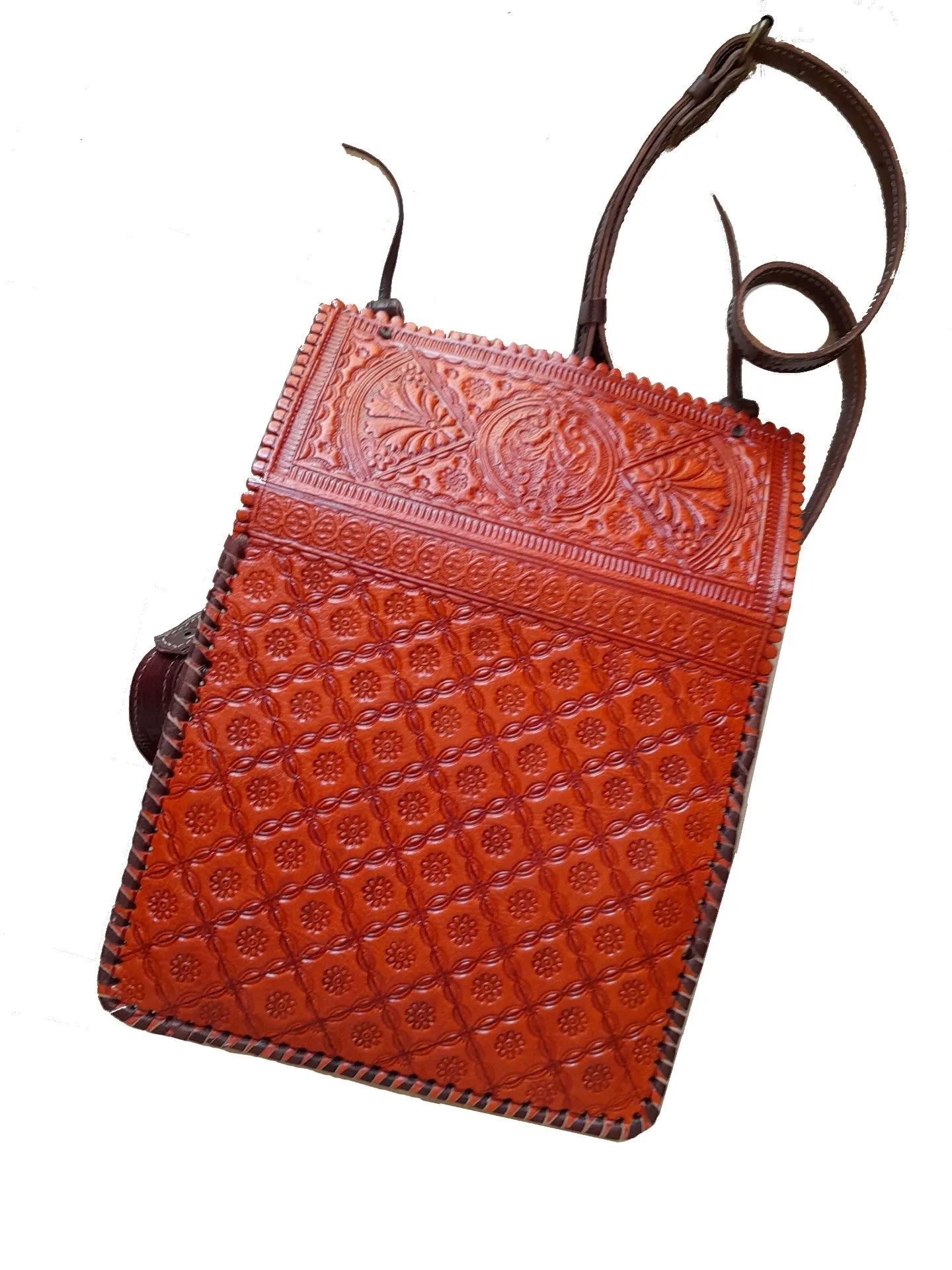 Hippie Leather Shoulder Bag - Orange