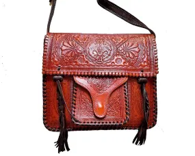 Hippie Leather Shoulder Bag - Orange