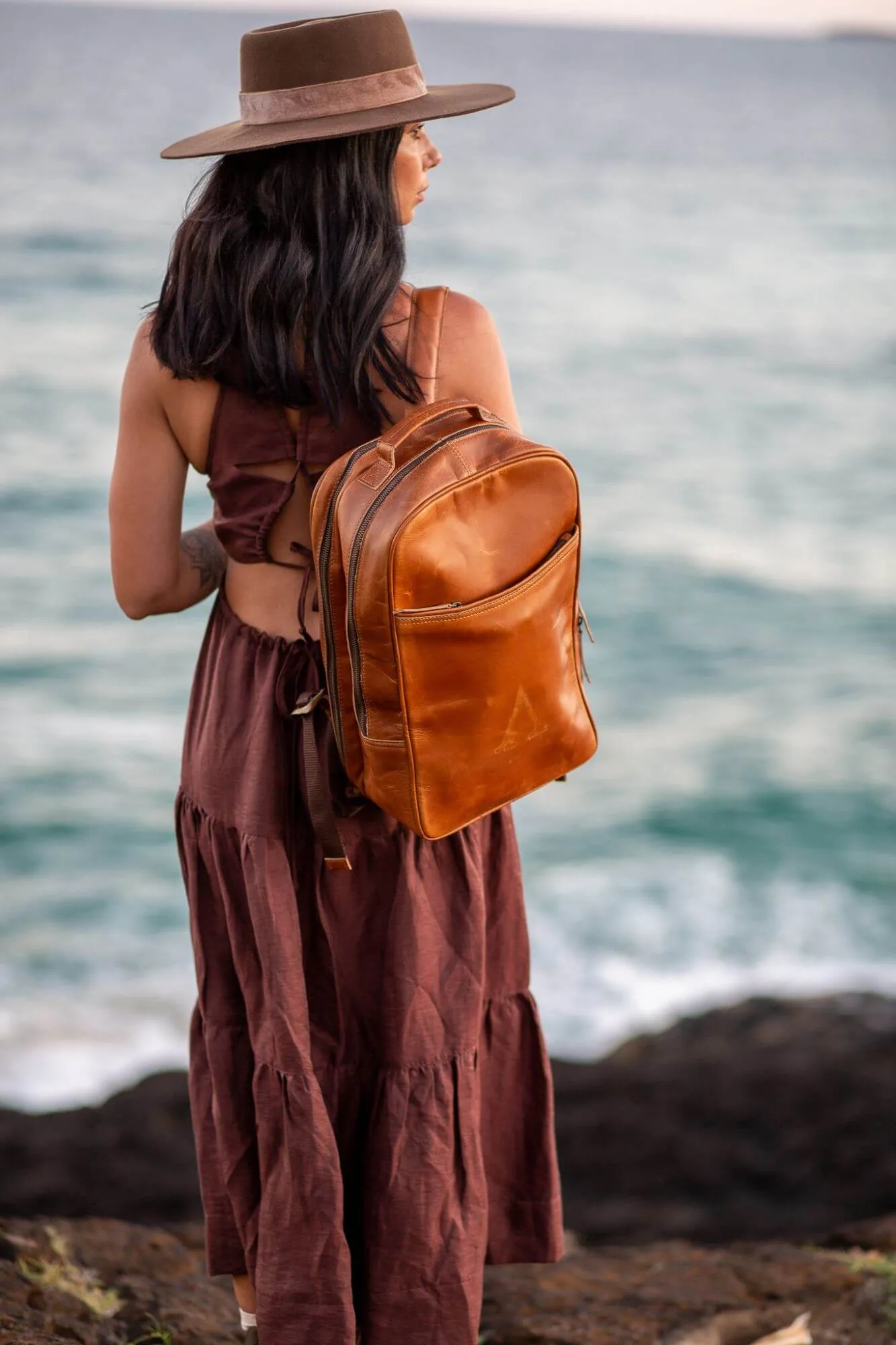 Hunter Leather Tan Backpack