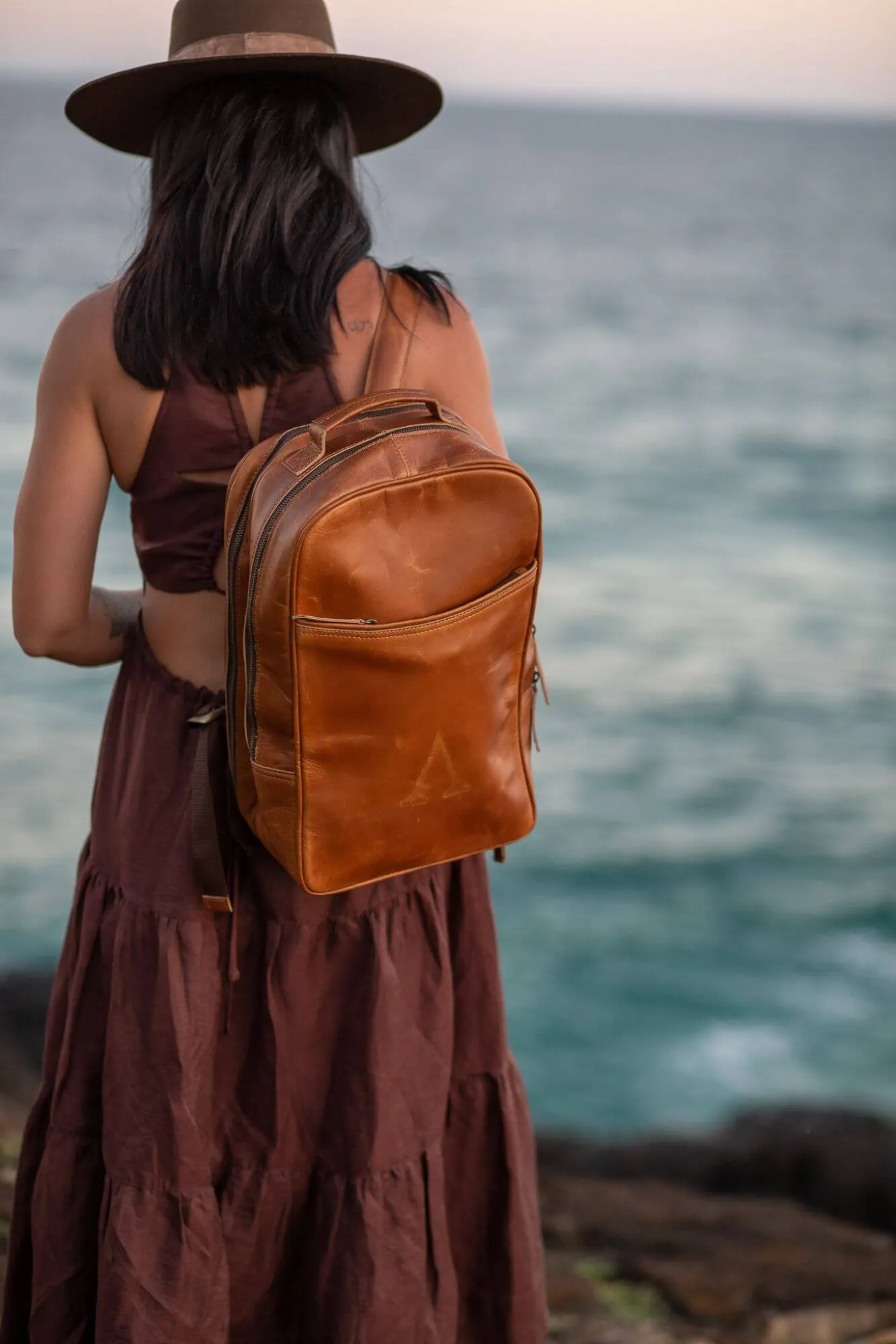 Hunter Leather Tan Backpack