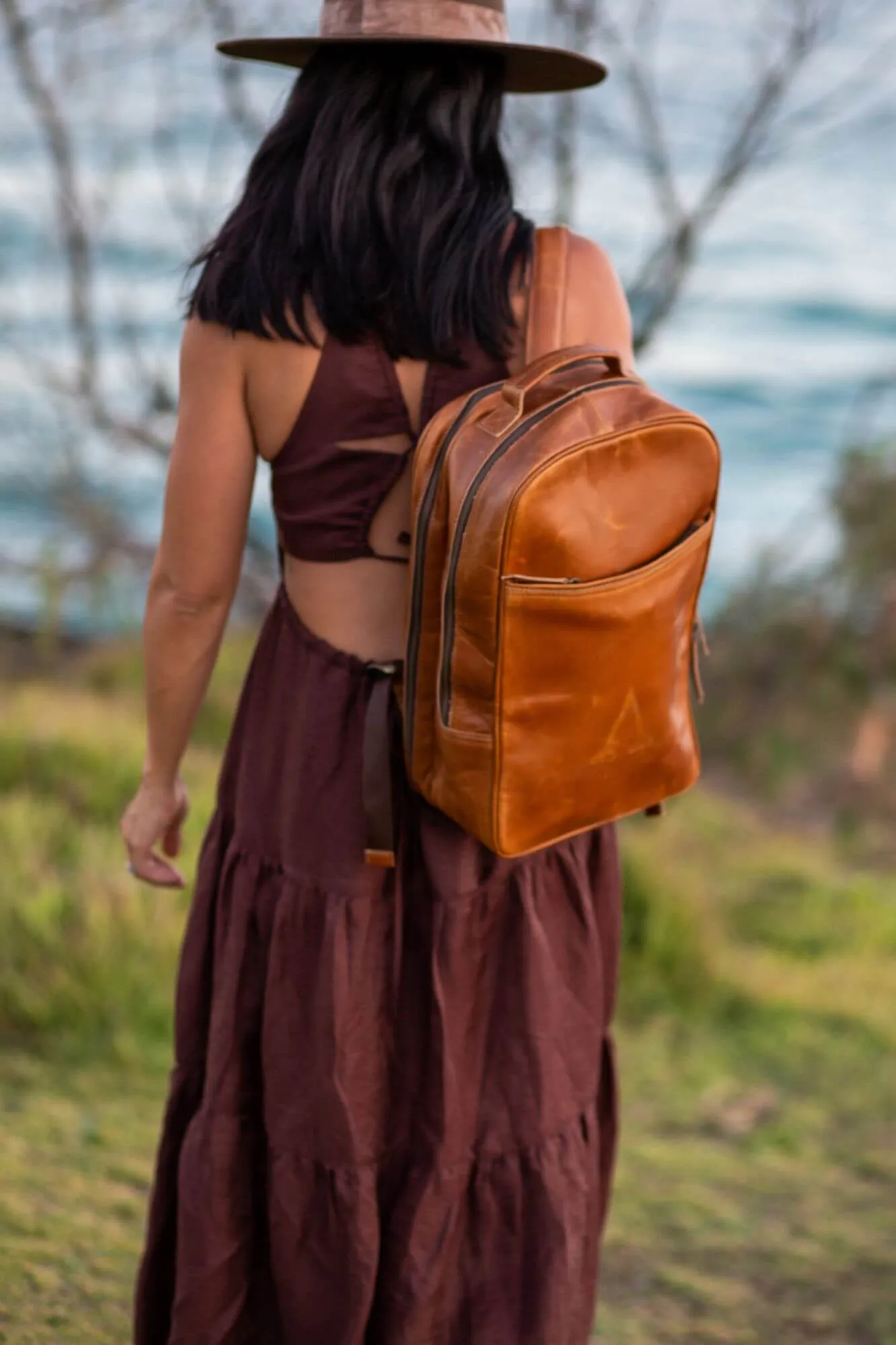 Hunter Leather Tan Backpack