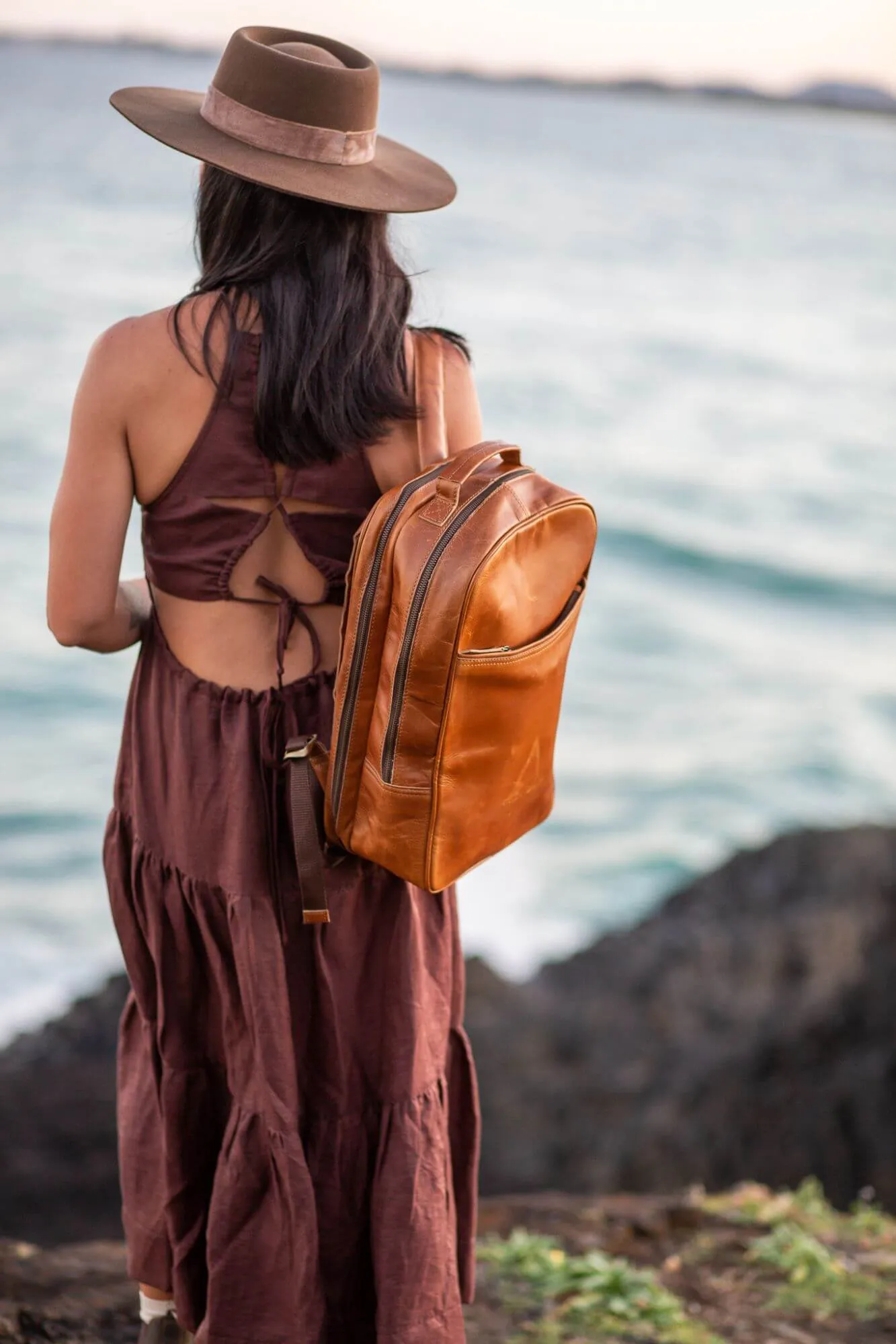 Hunter Leather Tan Backpack