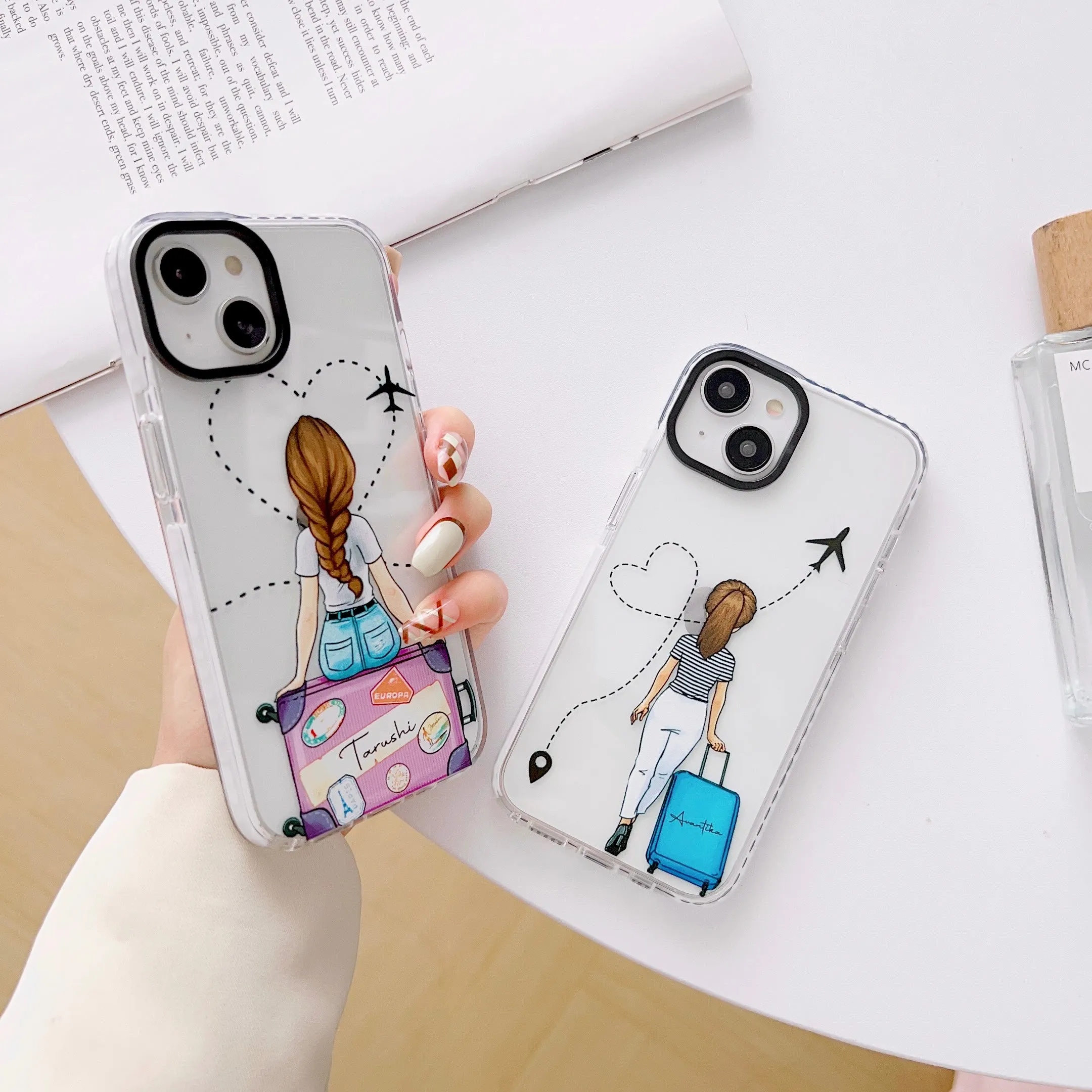 iPhone Impact Proof Customised Silicon Case ( Travelling Girl )