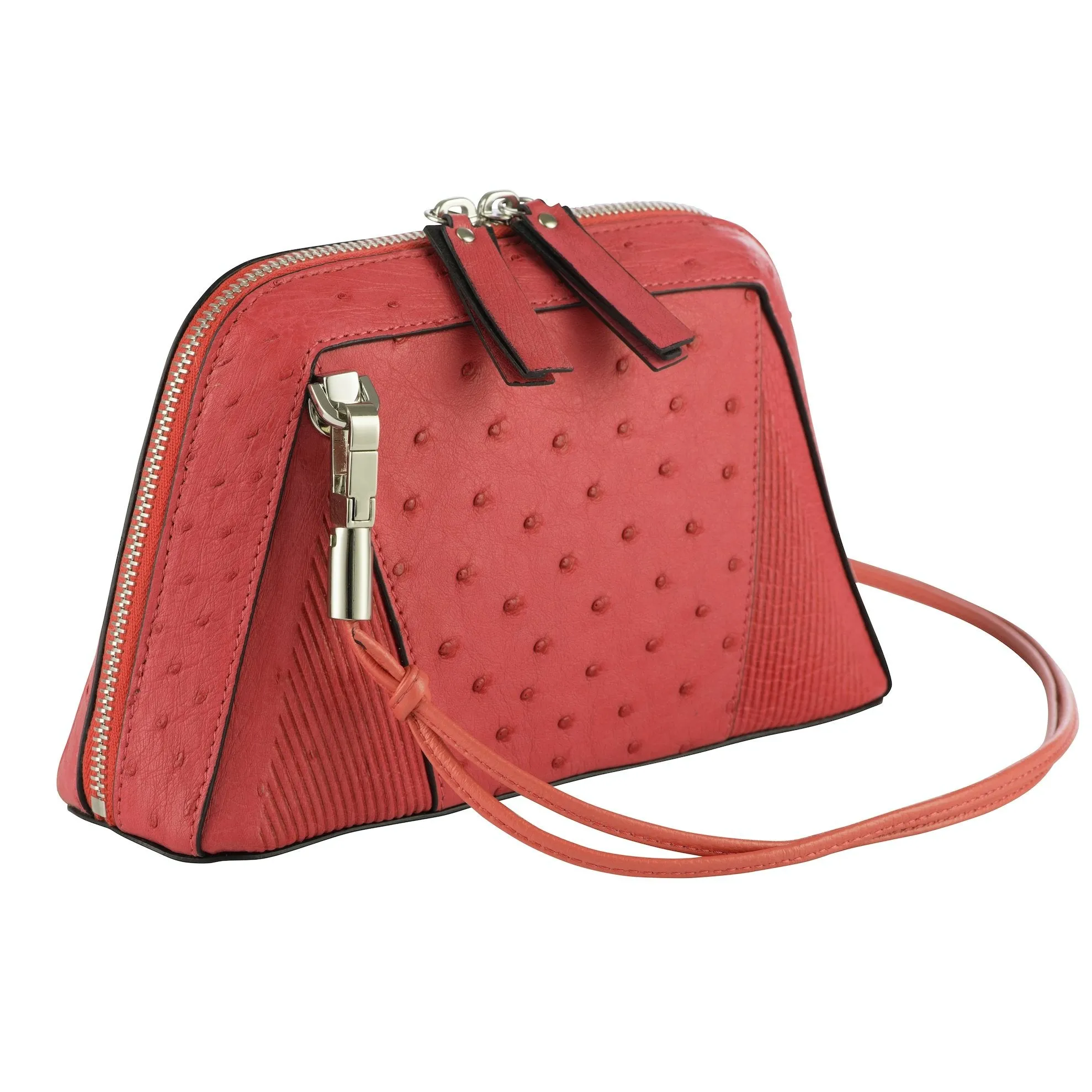 Khloe Ostrich Quill Leather Handbag Red