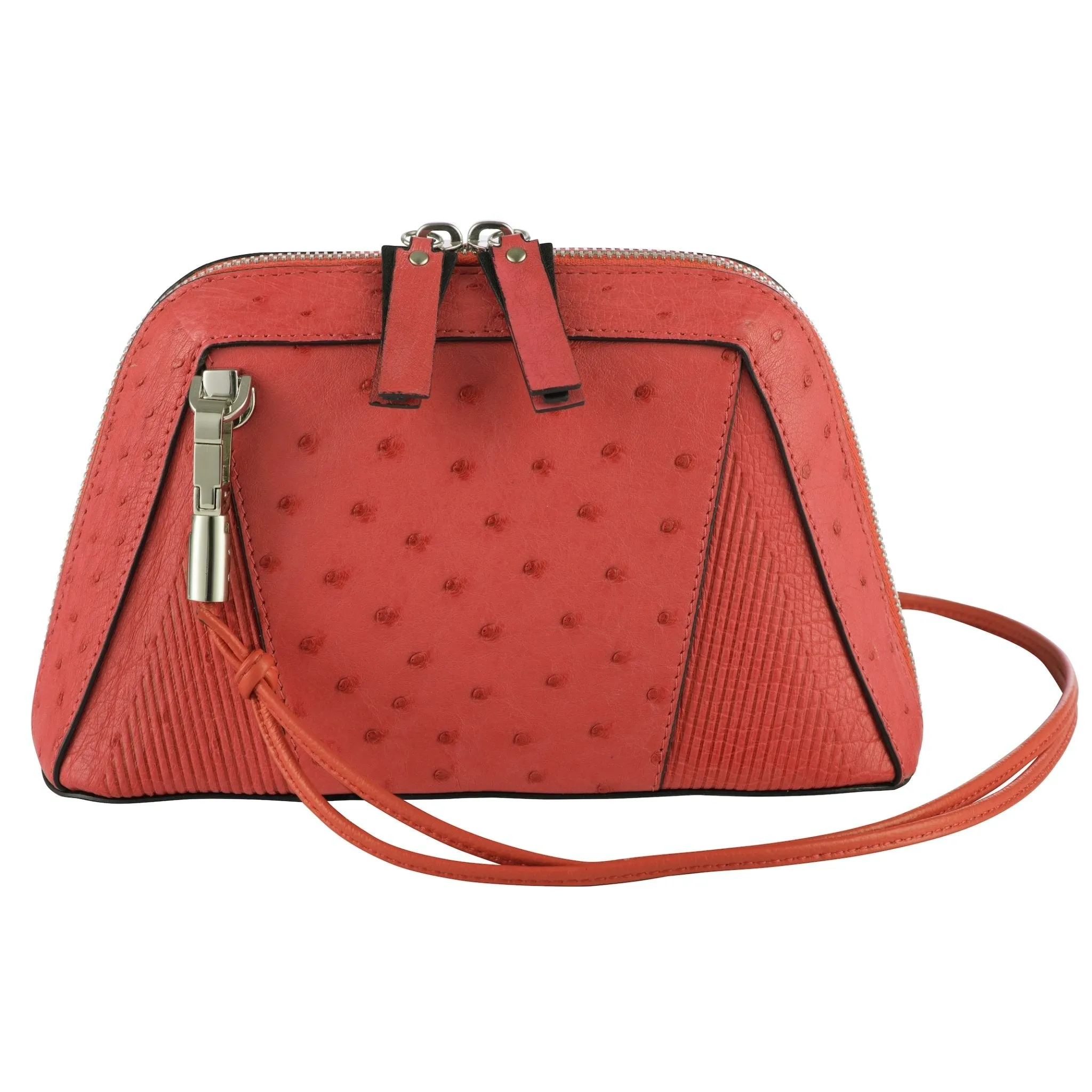 Khloe Ostrich Quill Leather Handbag Red