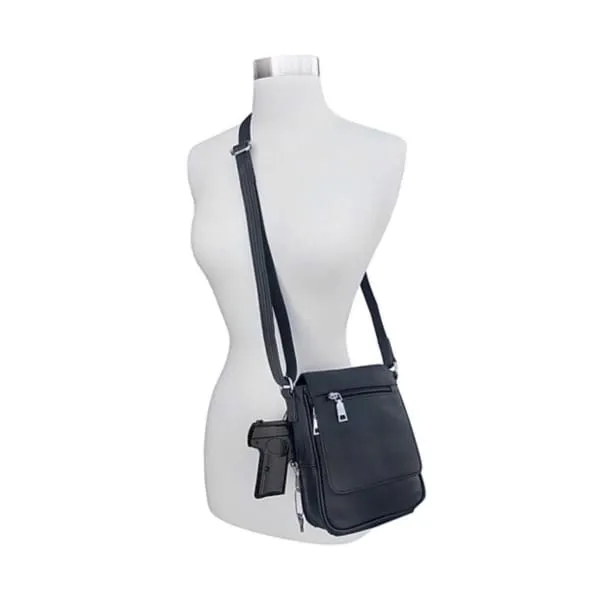 Large Classic Flap Over Leather Concealed Carry Crossbody