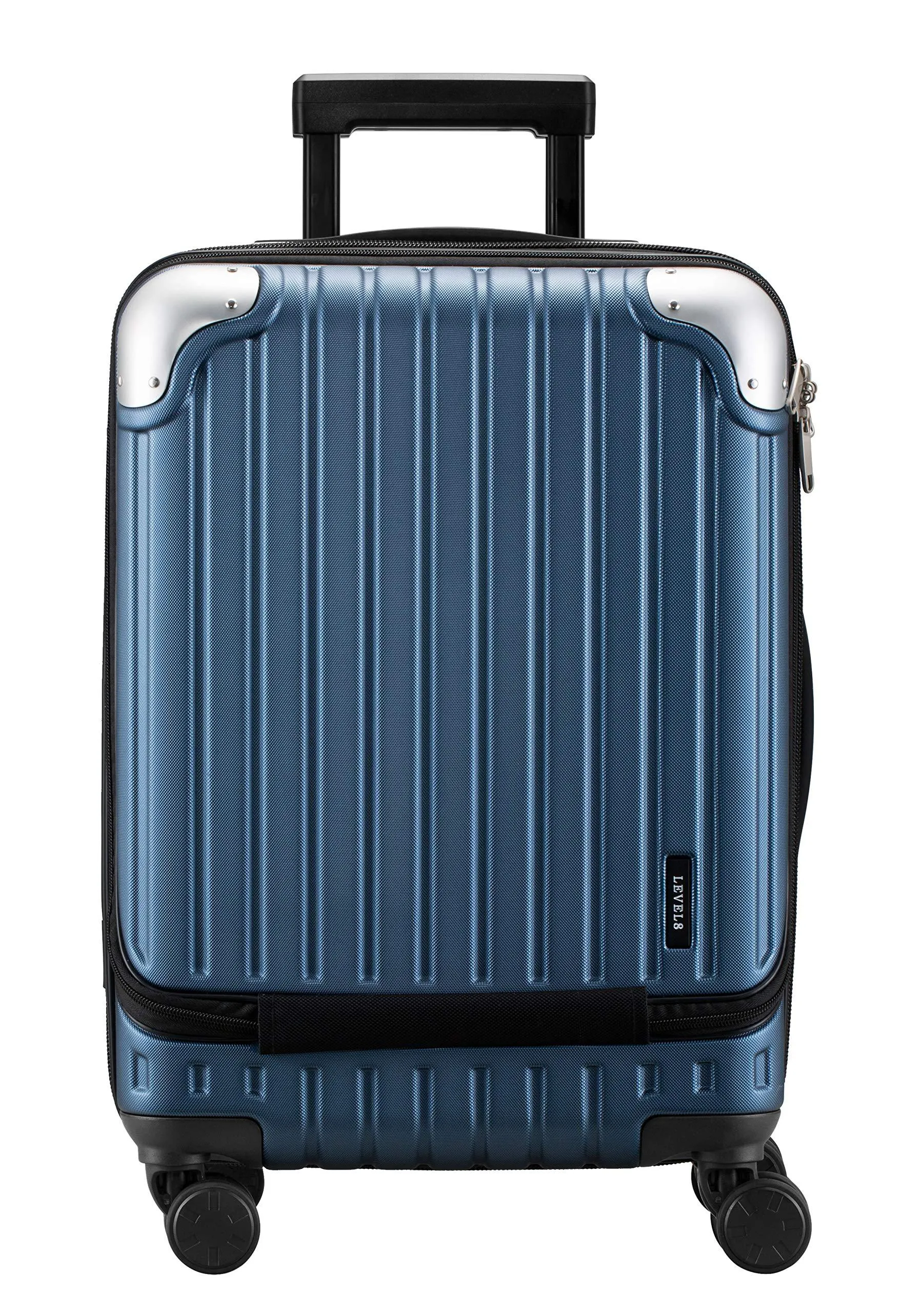 LEVEL8 Luggage Hardside Suitcase PC ABS Spinner Built-in TSA Lock, Carry on 20" (Blue)