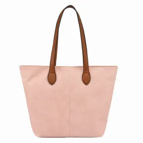 LIGHTWEIGHT BLUSH PINK FAUX LEATHER TOTE HANDBAG