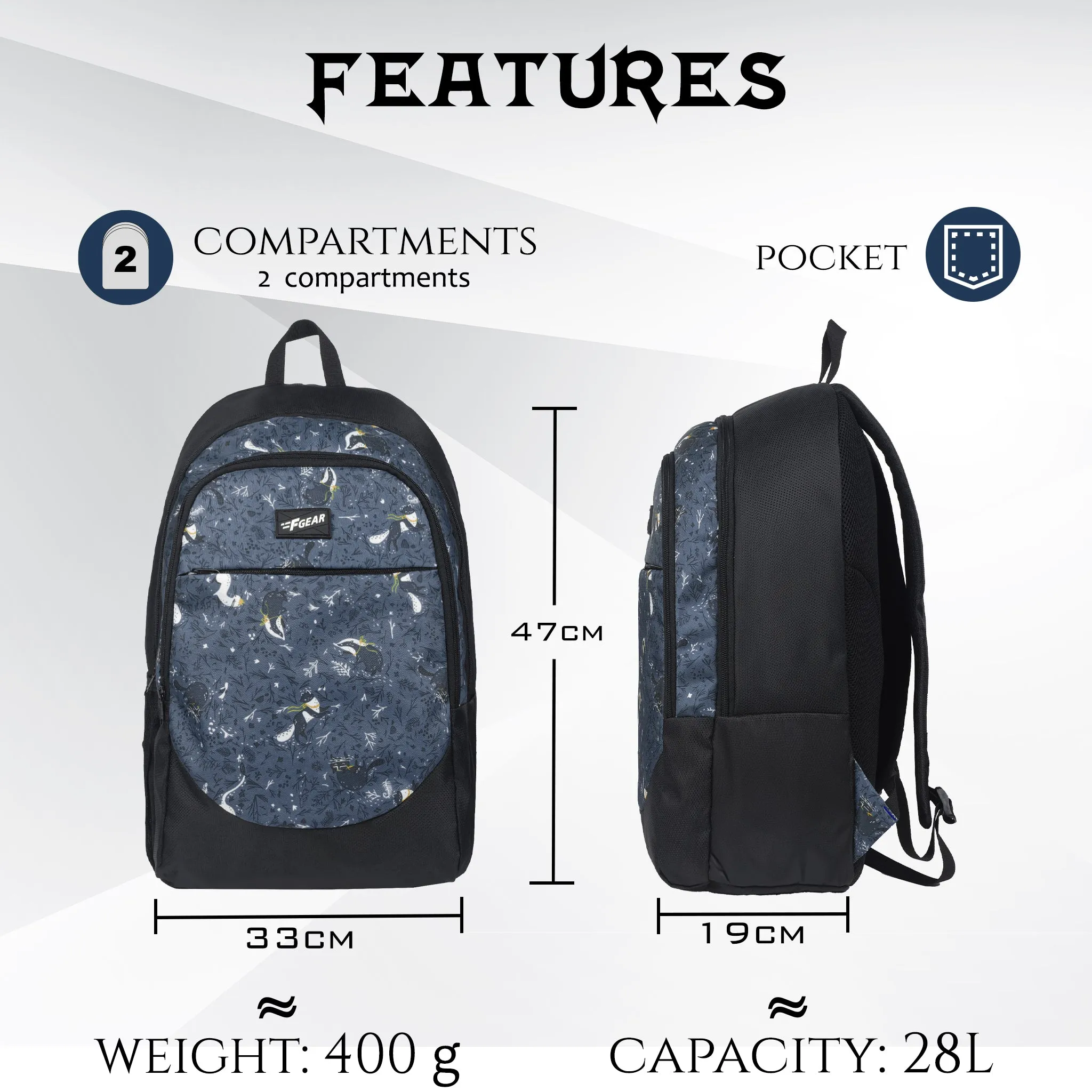 Lohan 28L Navy Black Backpack