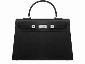 Maya Grande Dolomite Pebble Print Calf Leather Handbag - Black/Silver