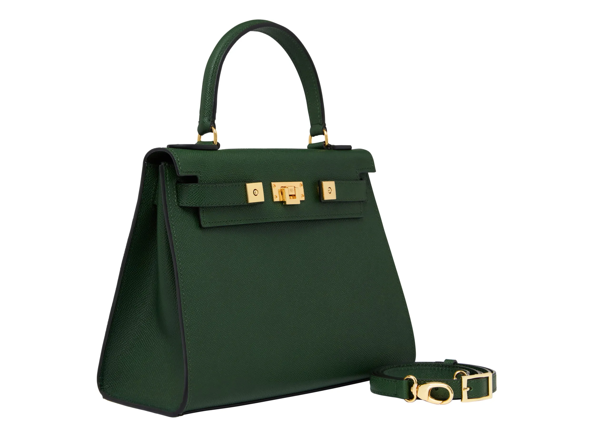 Maya Large Dolomite Pebble Print Calf Leather Handbag - Dark Green