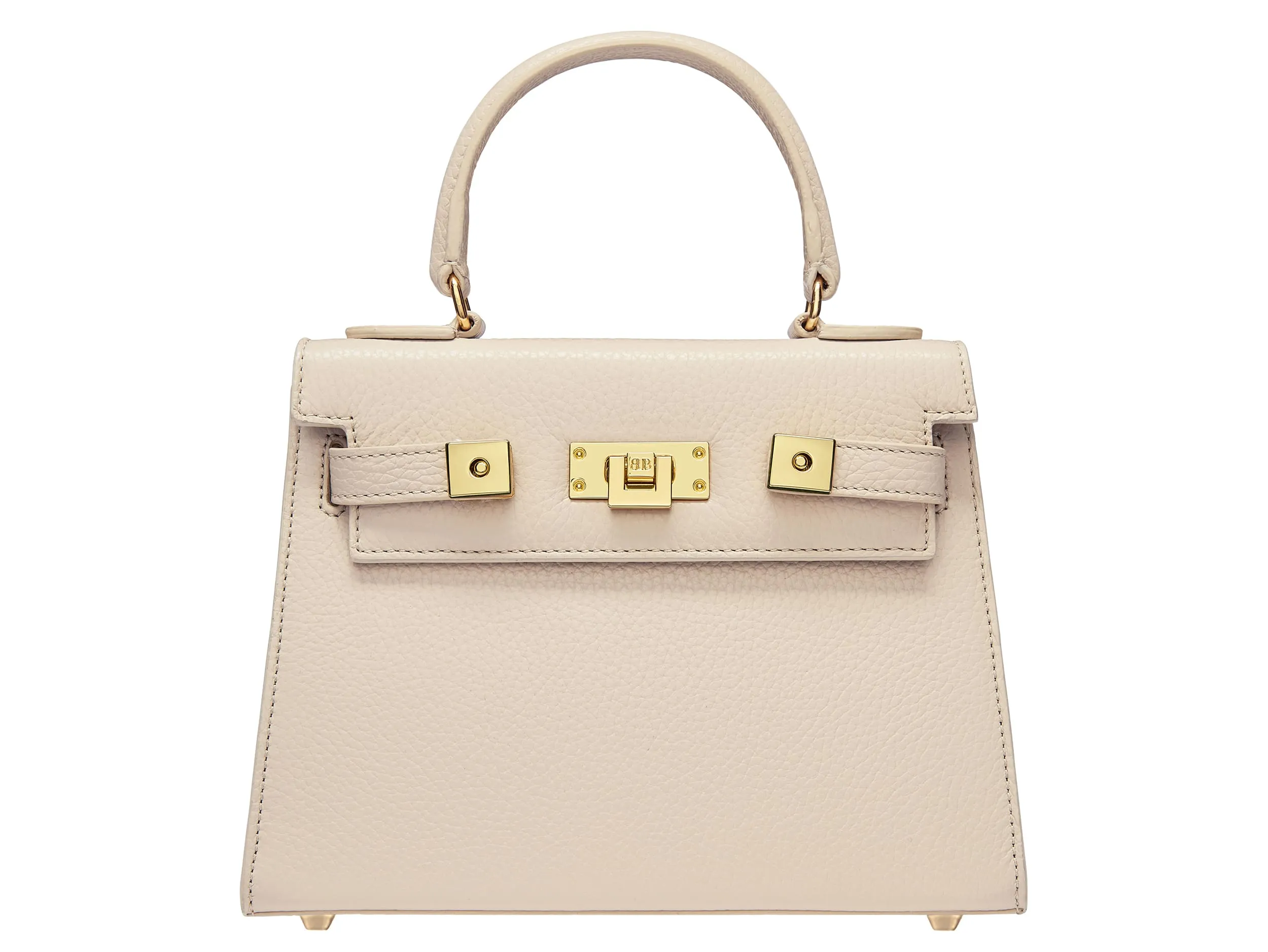 Maya Midi Caribou Soft Grainy Print Calf Leather Handbag - Beige