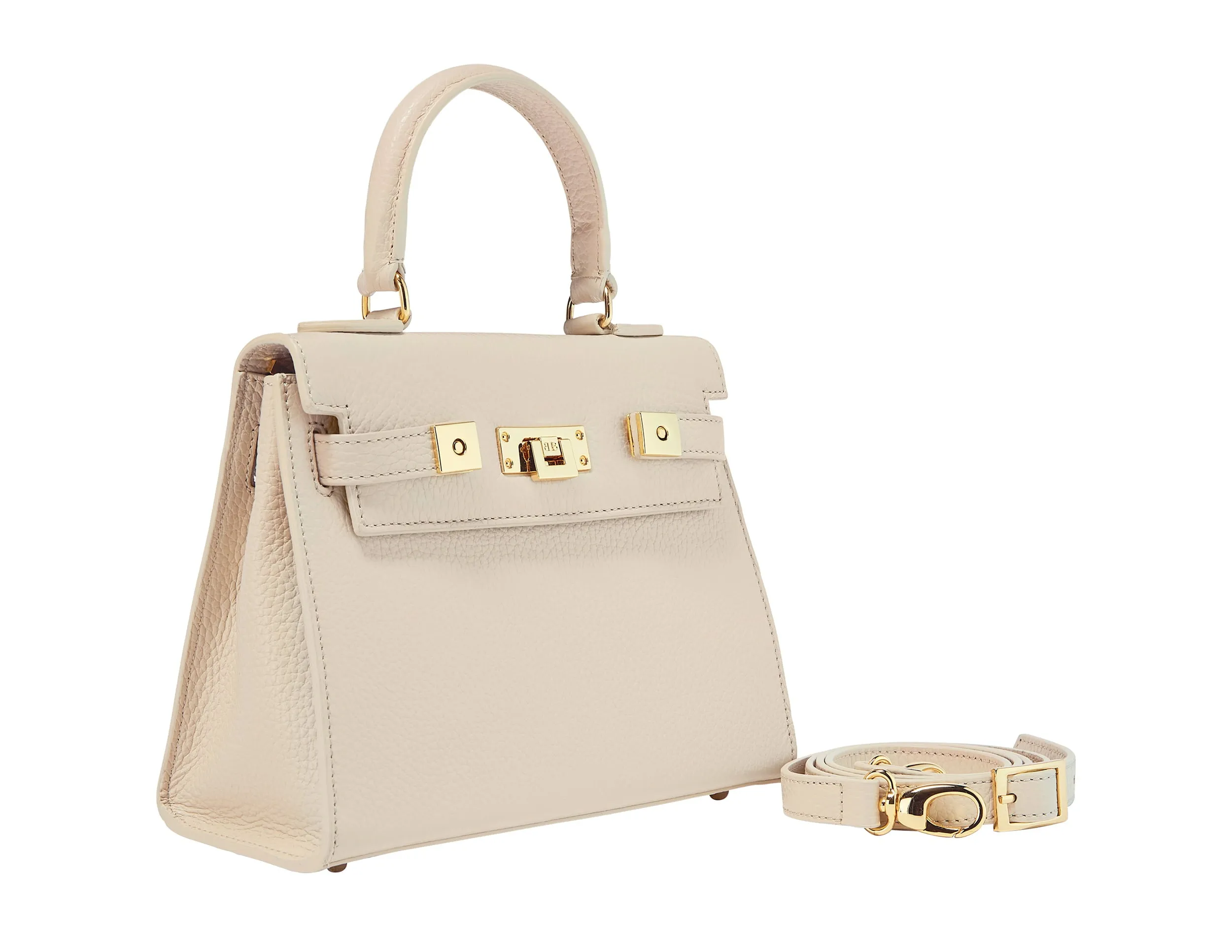 Maya Midi Caribou Soft Grainy Print Calf Leather Handbag - Beige