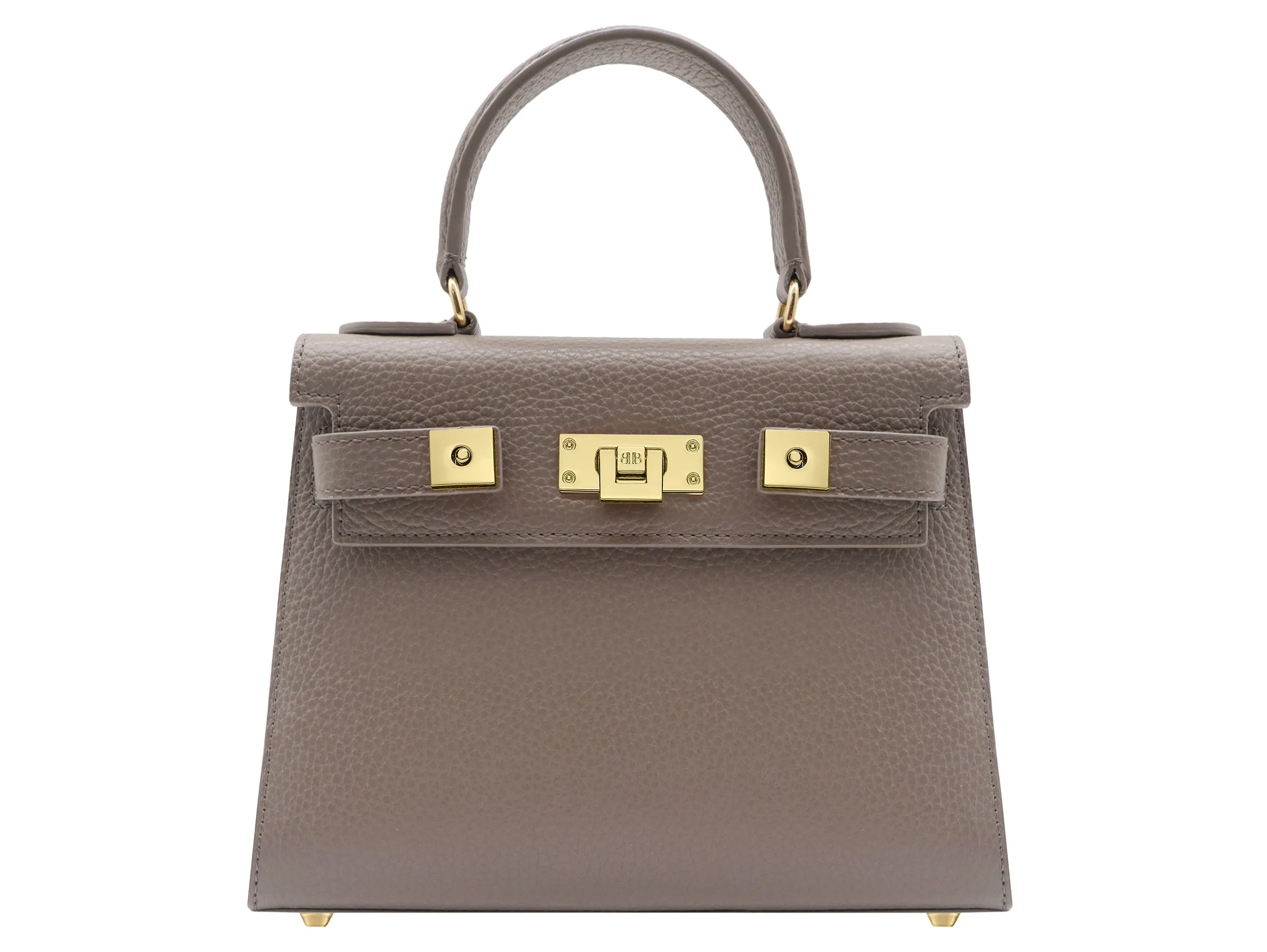 Maya Midi Caribou Soft Grainy Print Calf Leather Handbag - Taupe