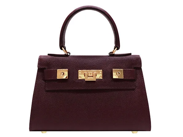 Maya Mignon Dolomite Pebble Print Calf Leather Handbag - Wine