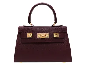 Maya Mignon Dolomite Pebble Print Calf Leather Handbag - Wine