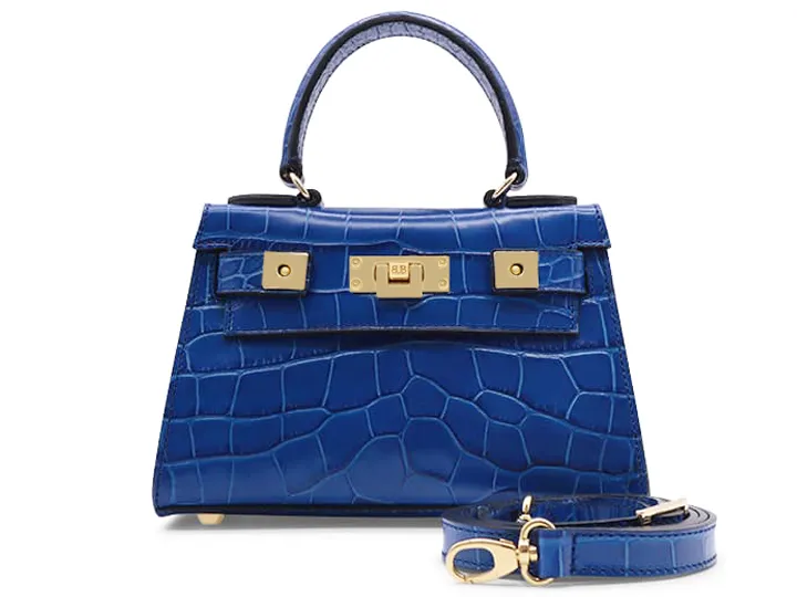 Maya Mignon Orinoco 'Croc' Print Calf Leather Handbag - Cobalt