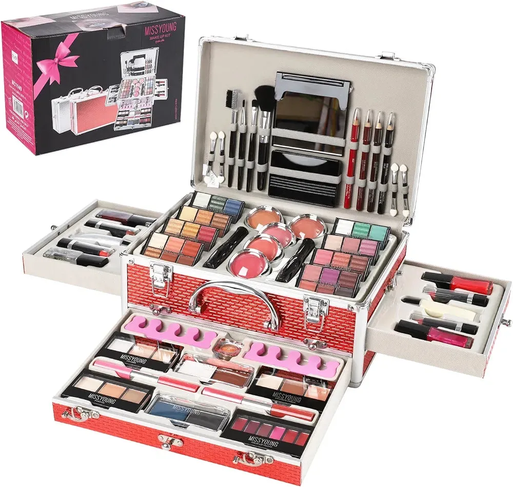 Miss Young MC1149 All in One Professional Makeup Kit for Women Full Kit Suitcase, Include Eyeshadow Palette, Lipstick Set, Concealer, Foundation, Lipgloss, Makeup Brush