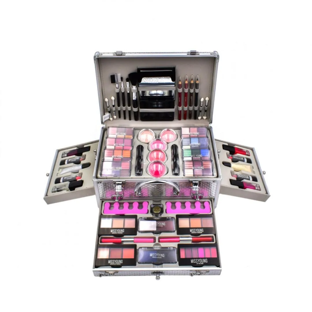 Miss Young MC1149 All in One Professional Makeup Kit for Women Full Kit Suitcase, Include Eyeshadow Palette, Lipstick Set, Concealer, Foundation, Lipgloss, Makeup Brush