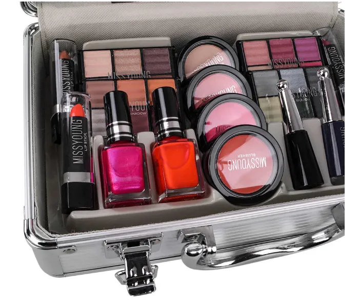 Miss Young MC1157 Make-Up Kit Suitcase with Cosmetics, Brushes, Eyeshadow & Mirror