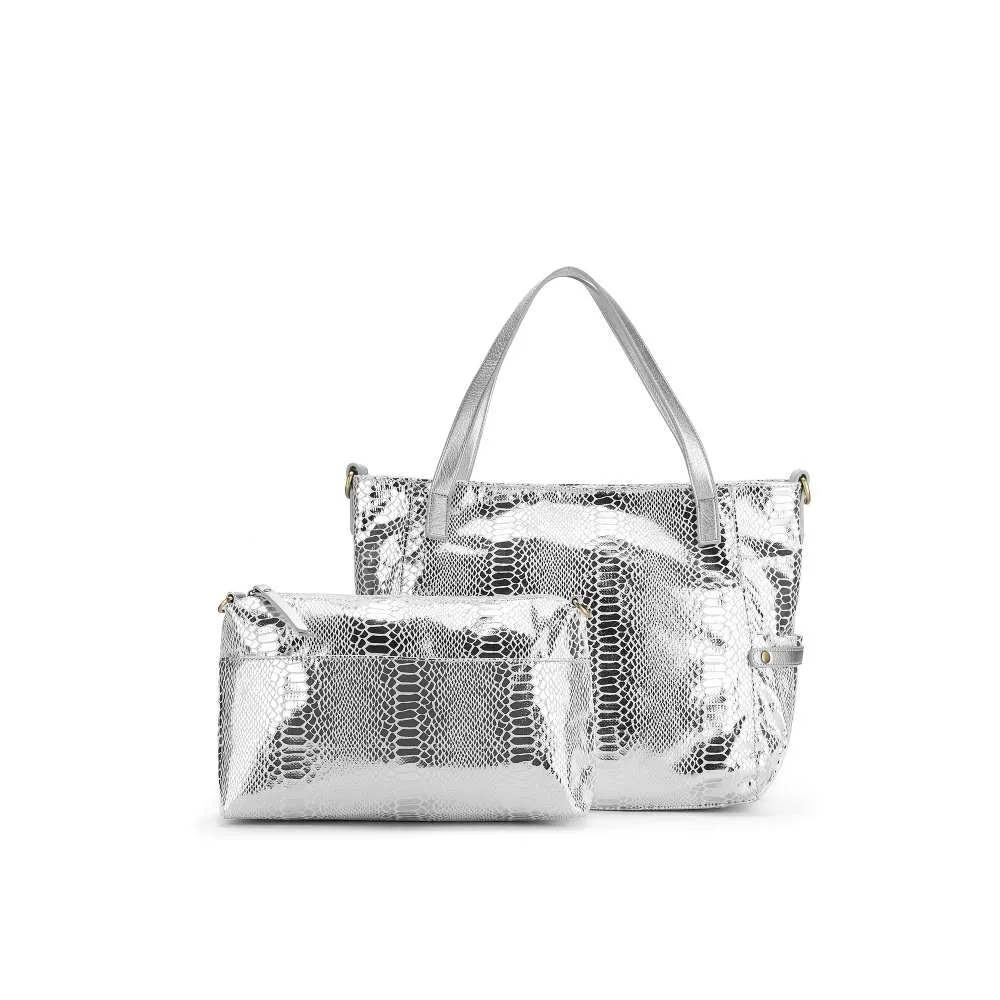 Natalia Silver 2 Piece Handbag Set