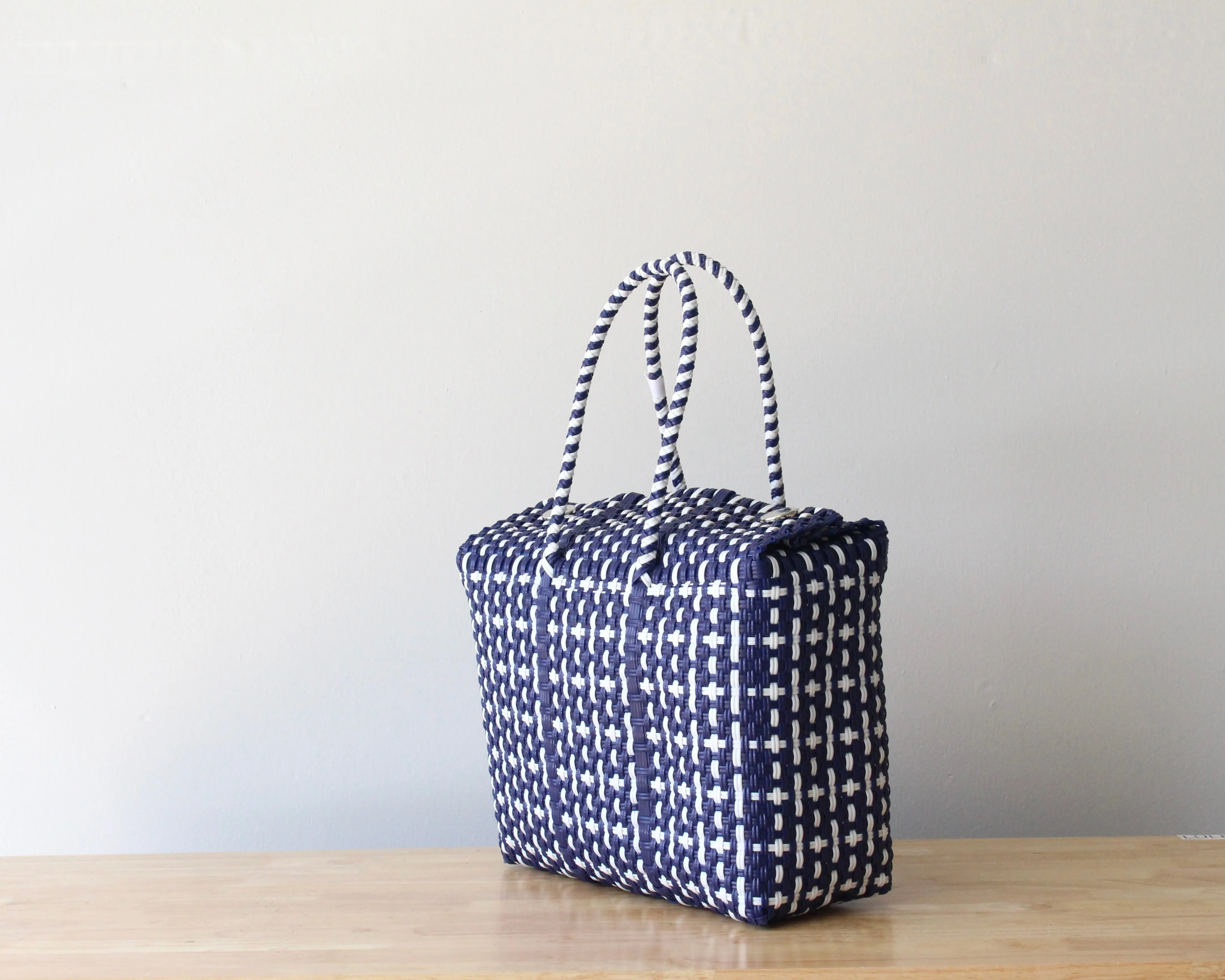 Navy Blue & White Handbag by MexiMexi